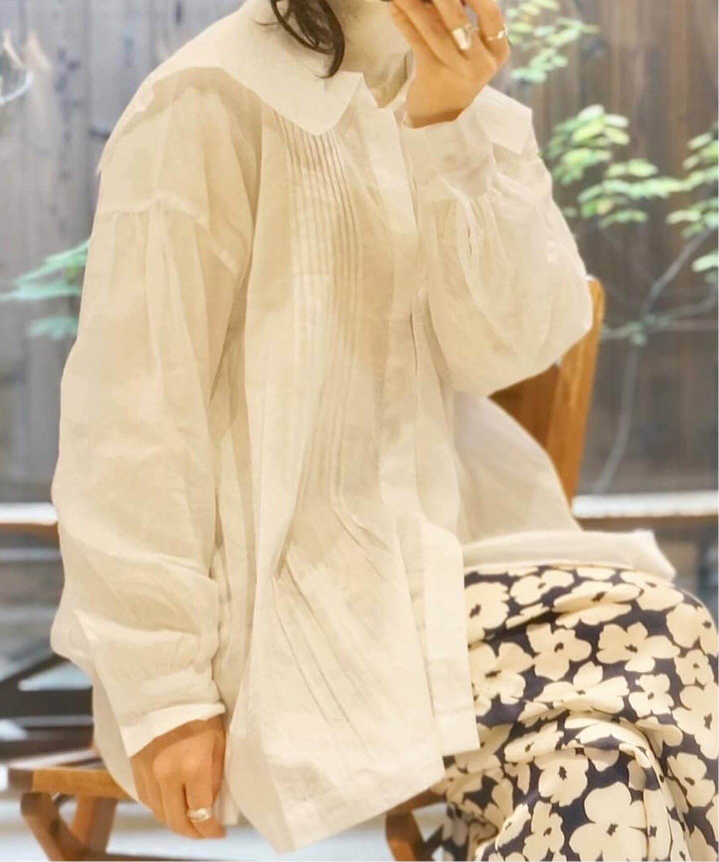 TOUJOURS / トゥジュー】 COTTON VOILE SQUARECOLLAR SHIRT（シャツ 