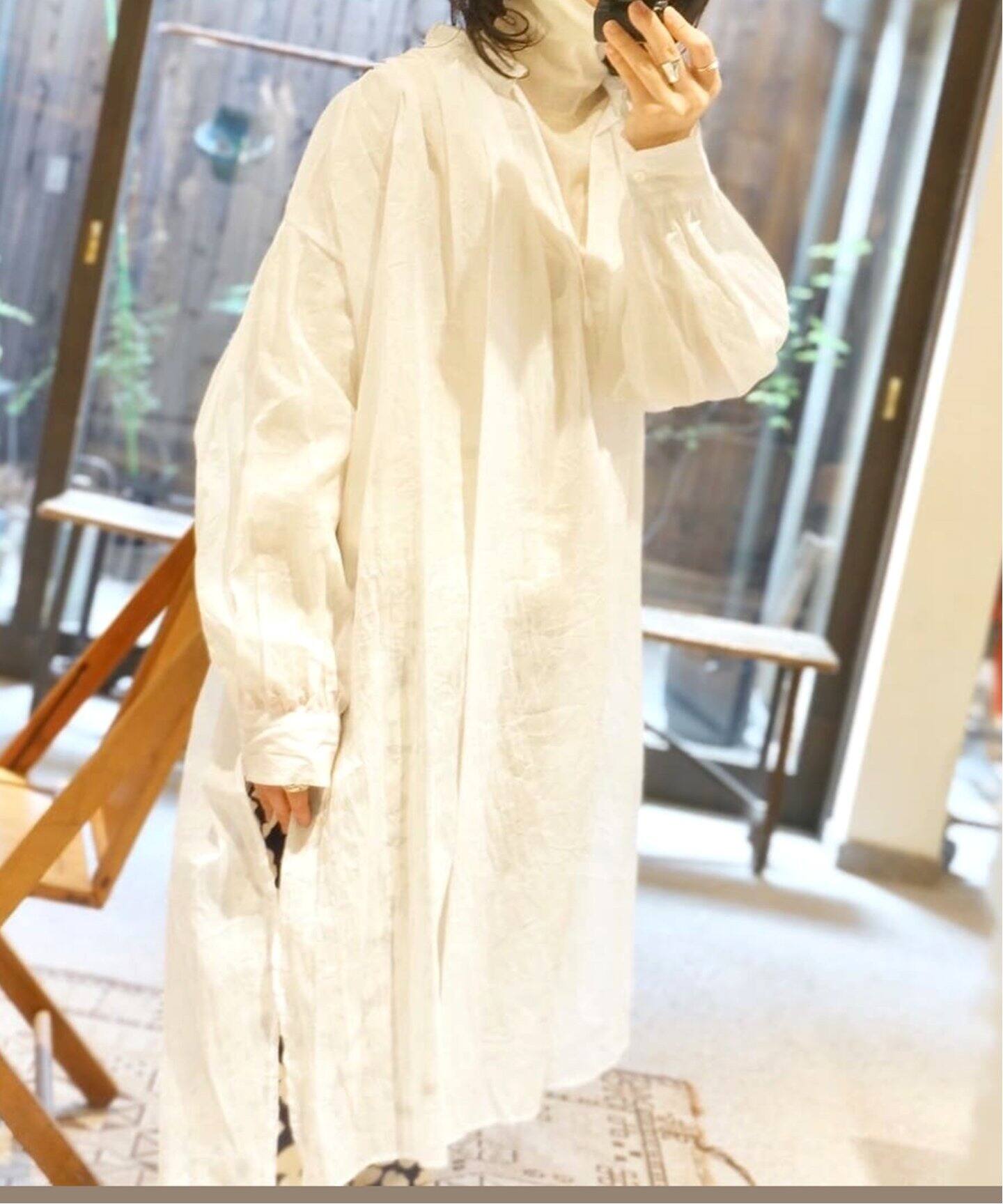 TOUJOURS / トゥジュー】 COTTON VOILE STRING TUNIC SHIRT（シャツ 