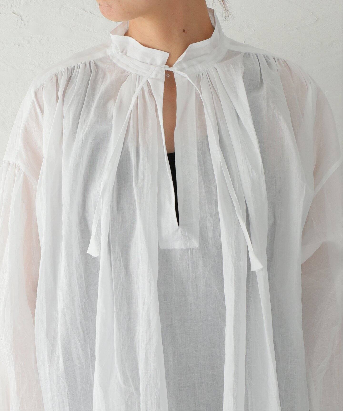 TOUJOURS / トゥジュー】 COTTON VOILE STRING TUNIC SHIRT（シャツ 