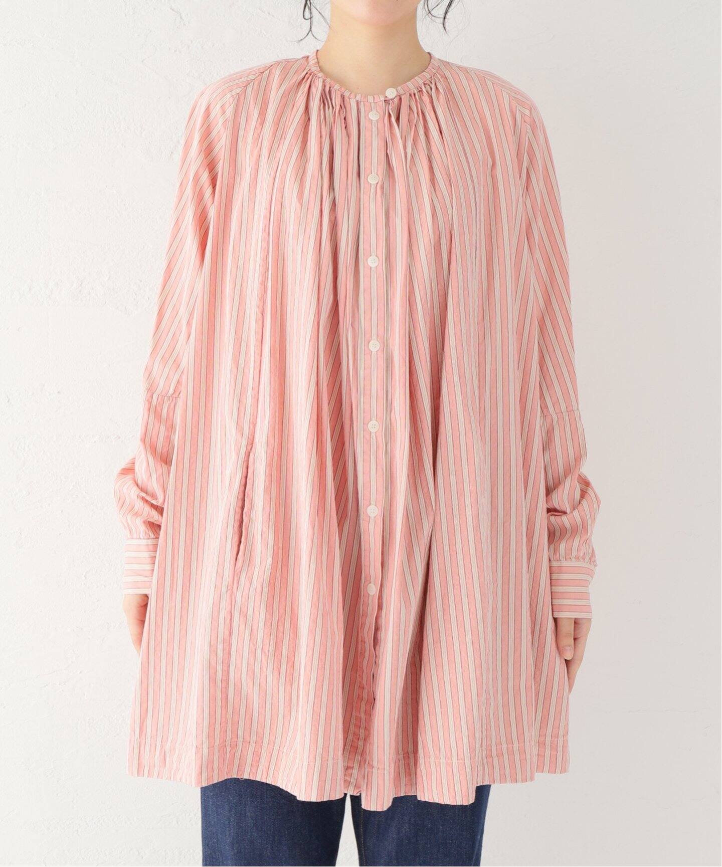 CASEY CASEY / ケイシー・ケイシー】GATHERED OPEN SHIRT(STRIPE 