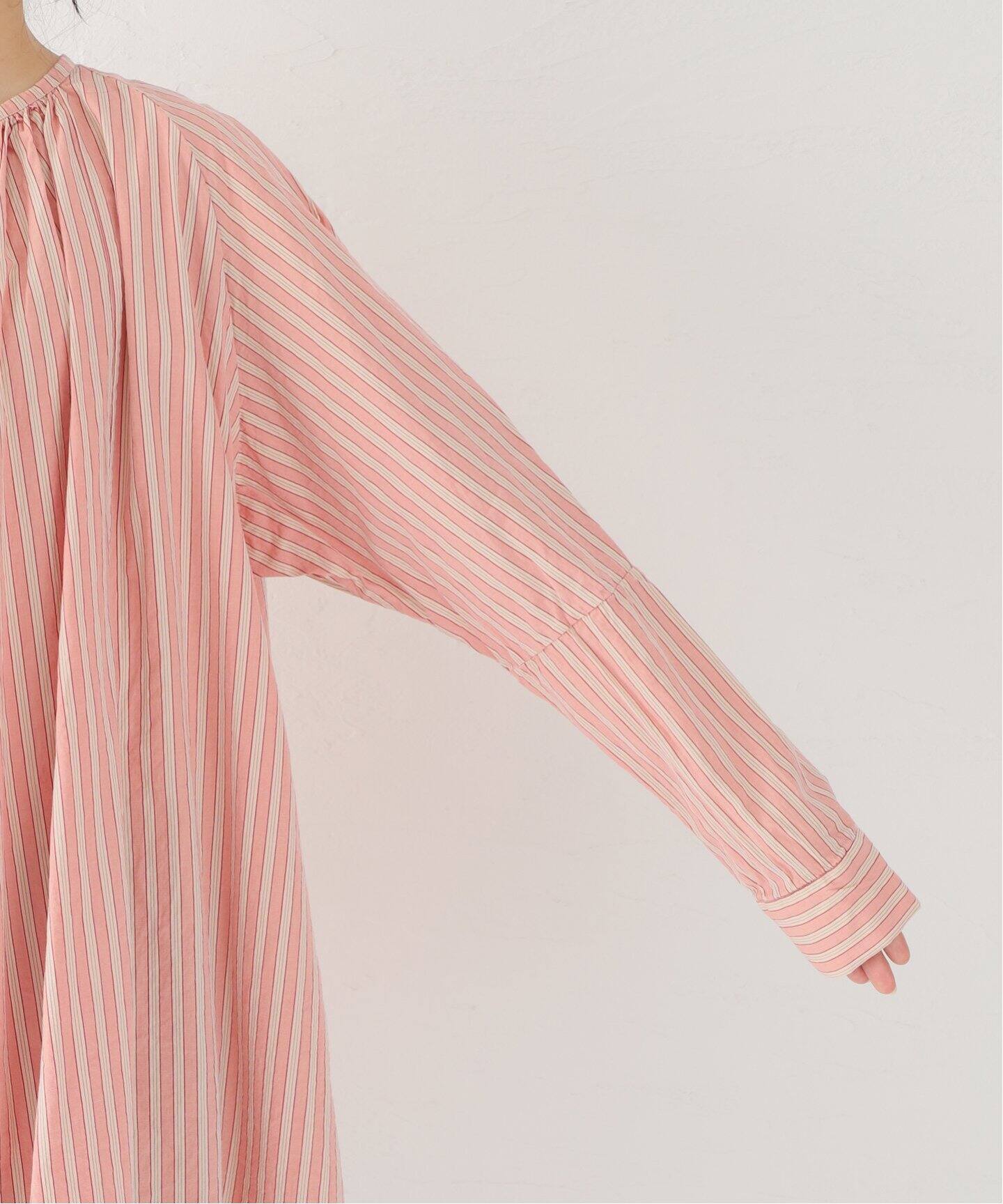 CASEY CASEY / ケイシー・ケイシー】GATHERED OPEN SHIRT(STRIPE 
