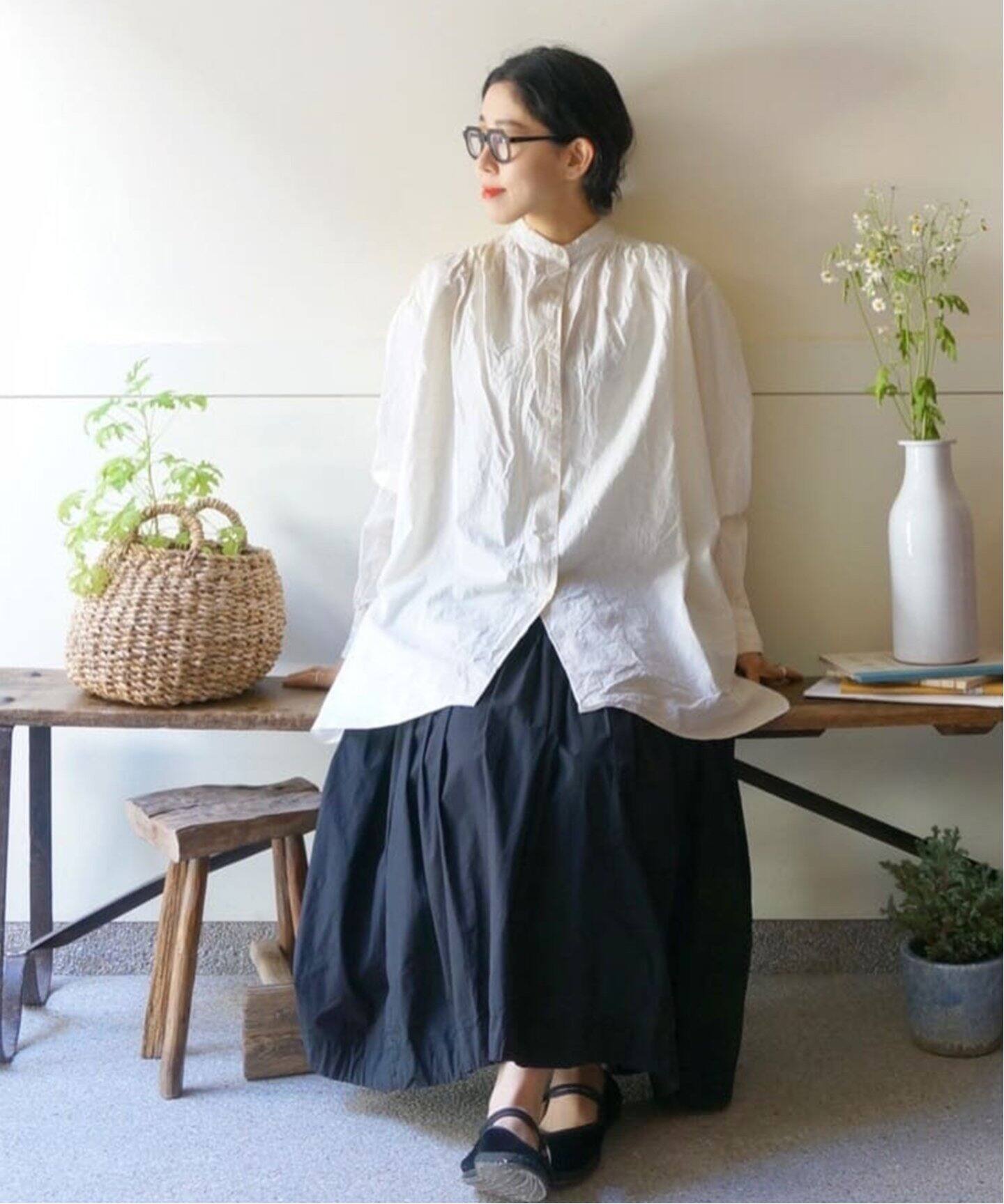 CASEY CASEY / ケイシー・ケイシー】 GATHER SHIRT（シャツ／ブラウス  