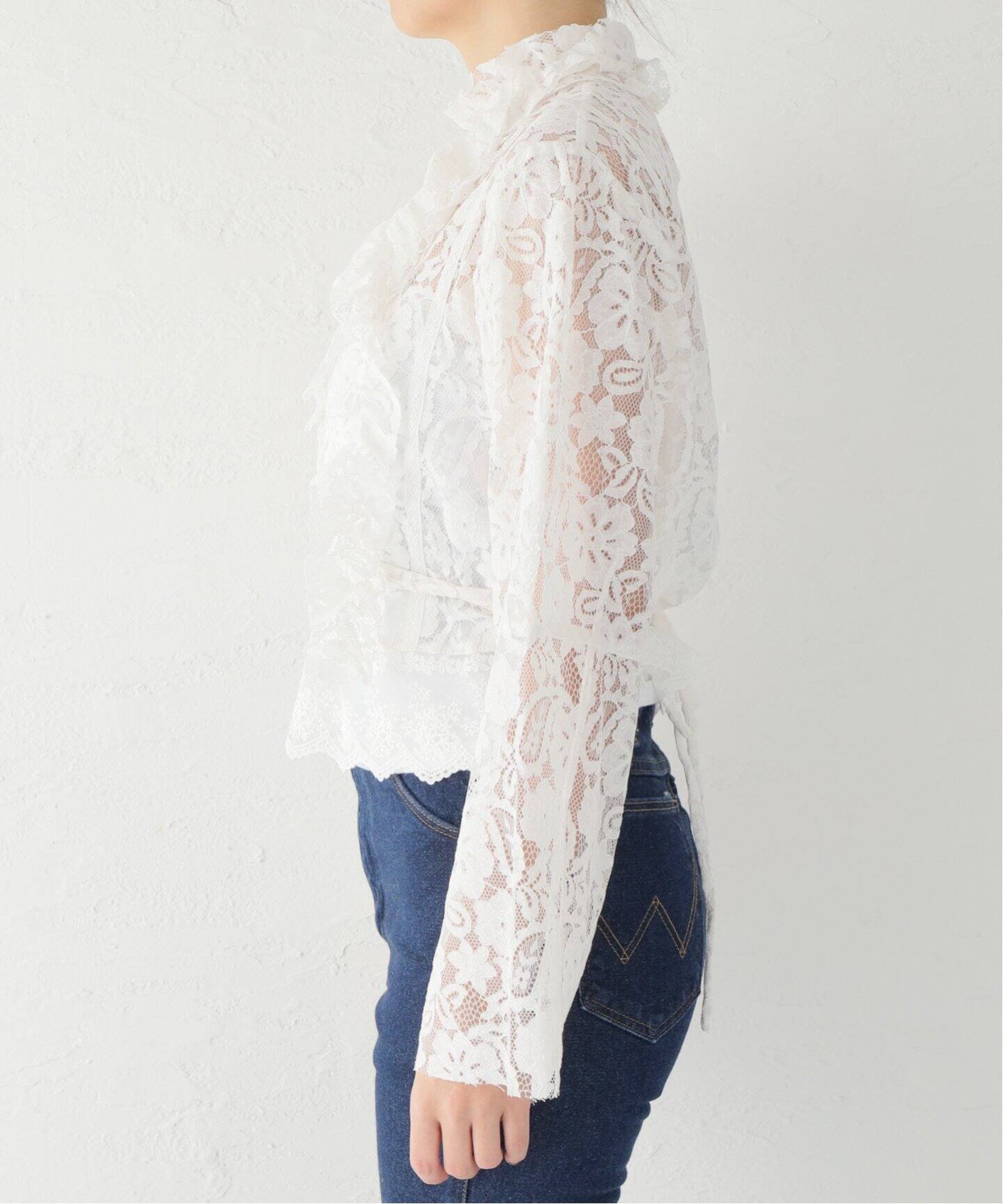 STAND ALONE/スタンド アローン】LACE TIE ブラウス（シャツ／ブラウス  