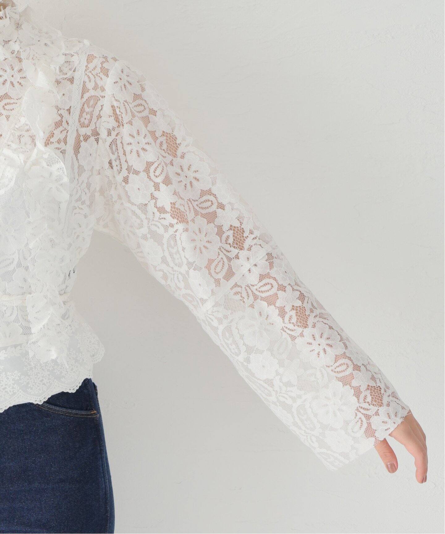 STAND ALONE/スタンド アローン】LACE TIE ブラウス（シャツ／ブラウス  