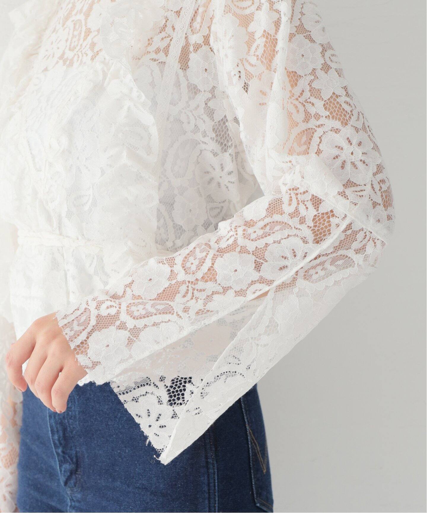 STAND ALONE/スタンド アローン】LACE TIE ブラウス（シャツ／ブラウス  