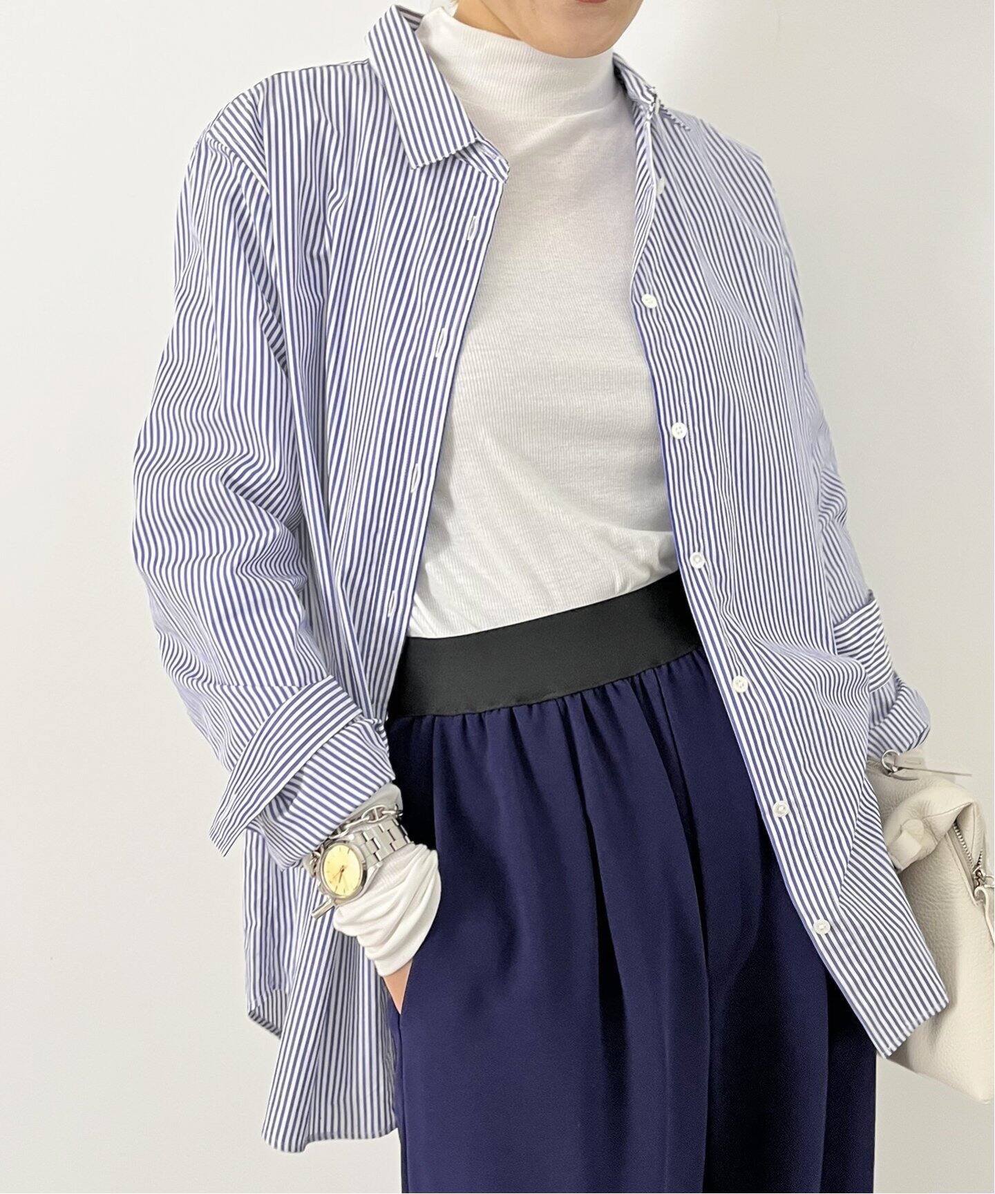 THOMAS MASON Mini Collar Shirt(Stripe)（シャツ／ブラウス）｜L 