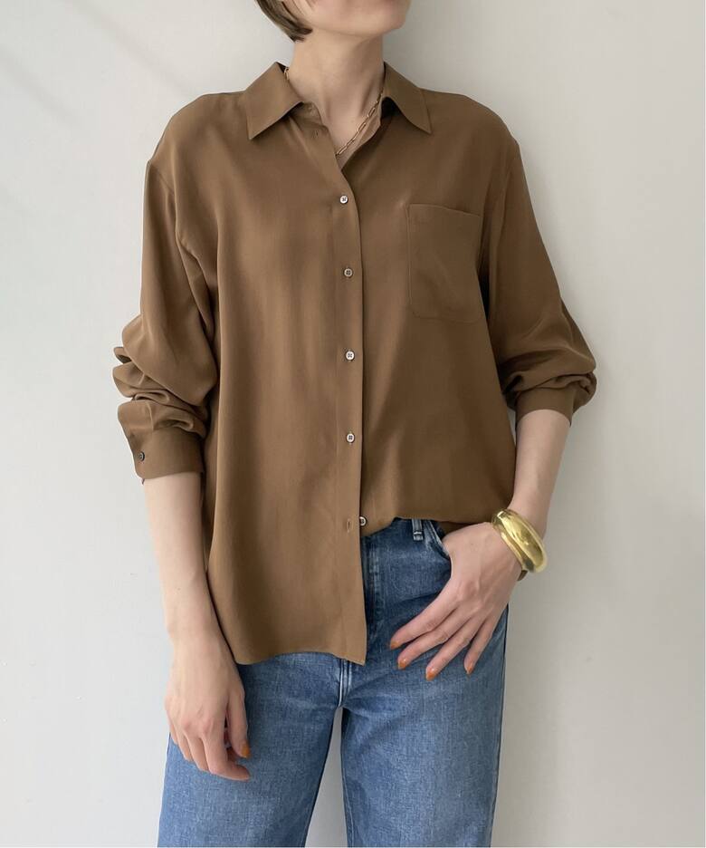 INDRESS/インドレス】Crape Silk SHIRT（シャツ／ブラウス）｜L 