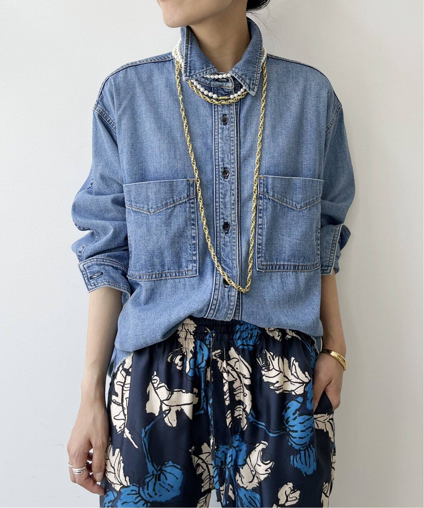 ASKKNY】OVERSIZED DENIM SHIRT（シャツ／ブラウス）｜L