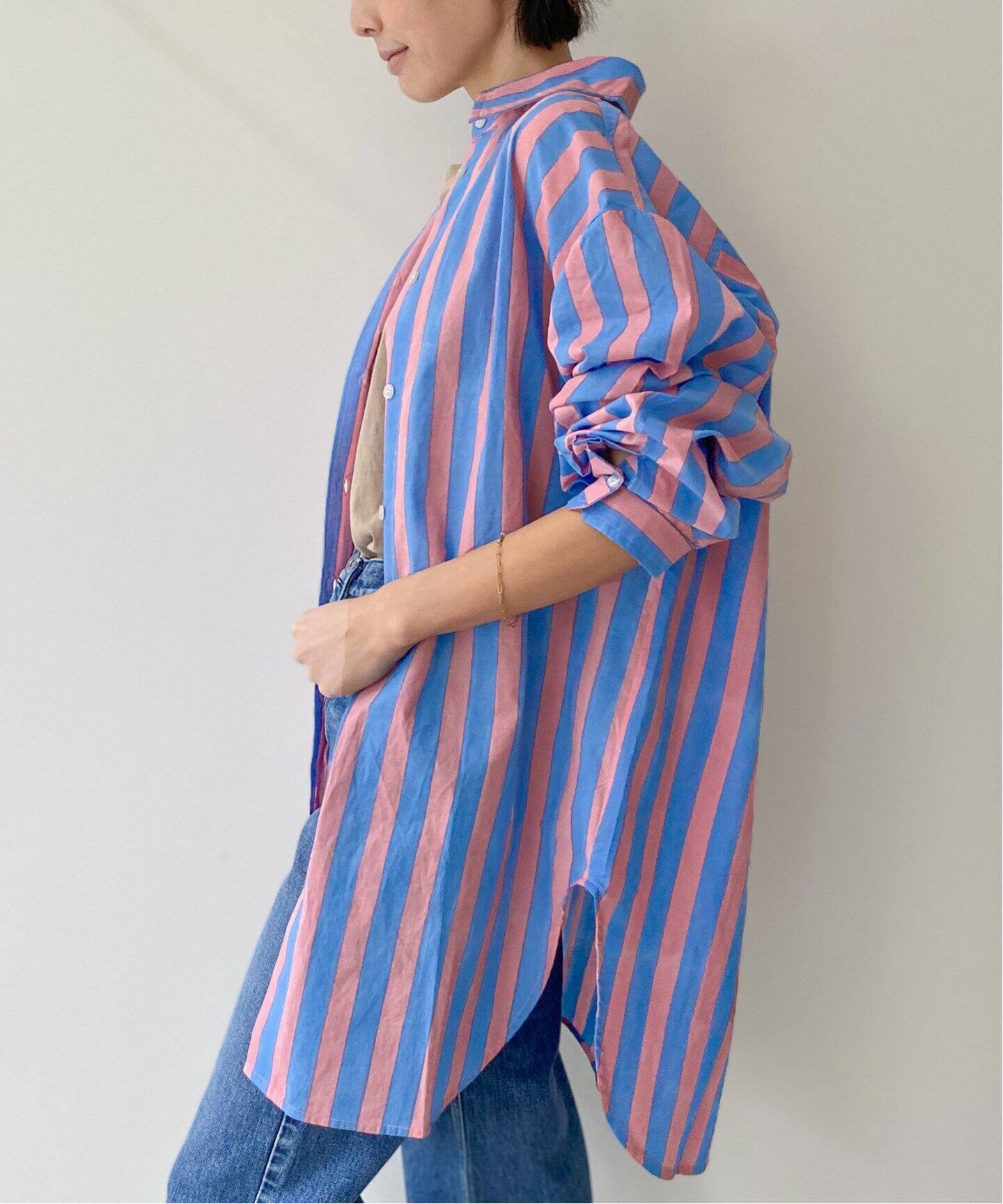 SZ Blockprints/エスゼットブロックプリント】OVERSIZE STRIPE SHIRT 