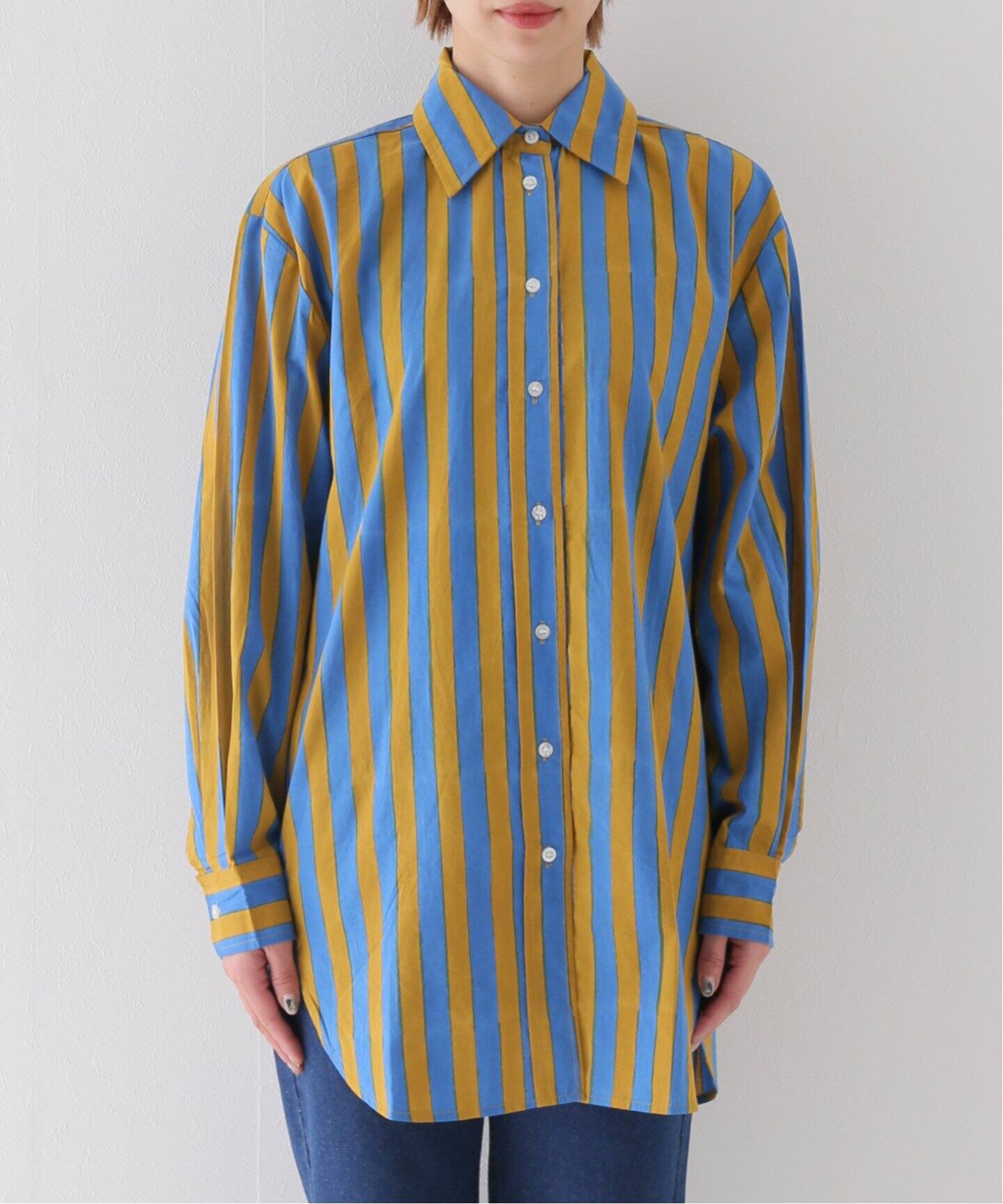 SZ Blockprints/エスゼットブロックプリント】OVERSIZE STRIPE SHIRT 