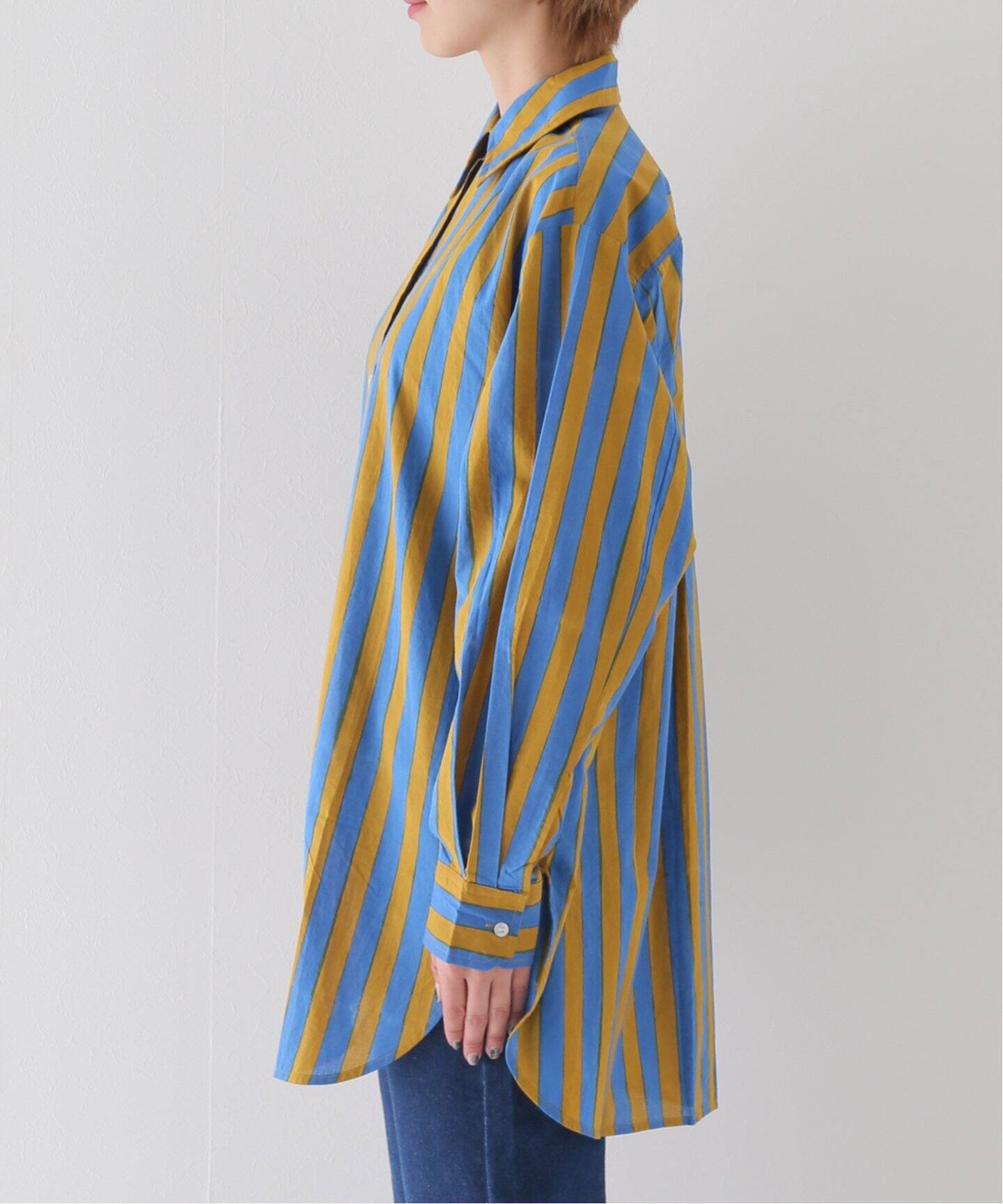 SZ Blockprints/エスゼットブロックプリント】OVERSIZE STRIPE SHIRT 
