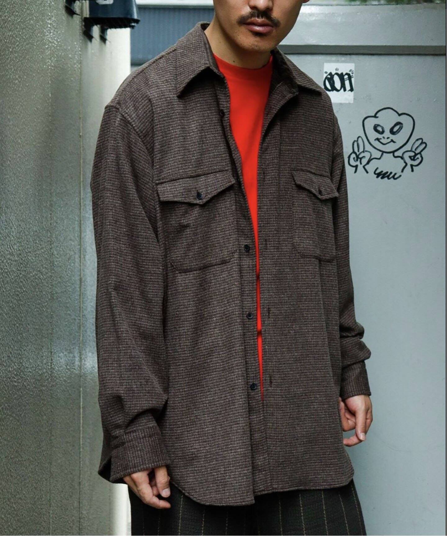 comoli / コモリ】W/CA ハウンドトゥース CPO（シャツ／ブラウス  