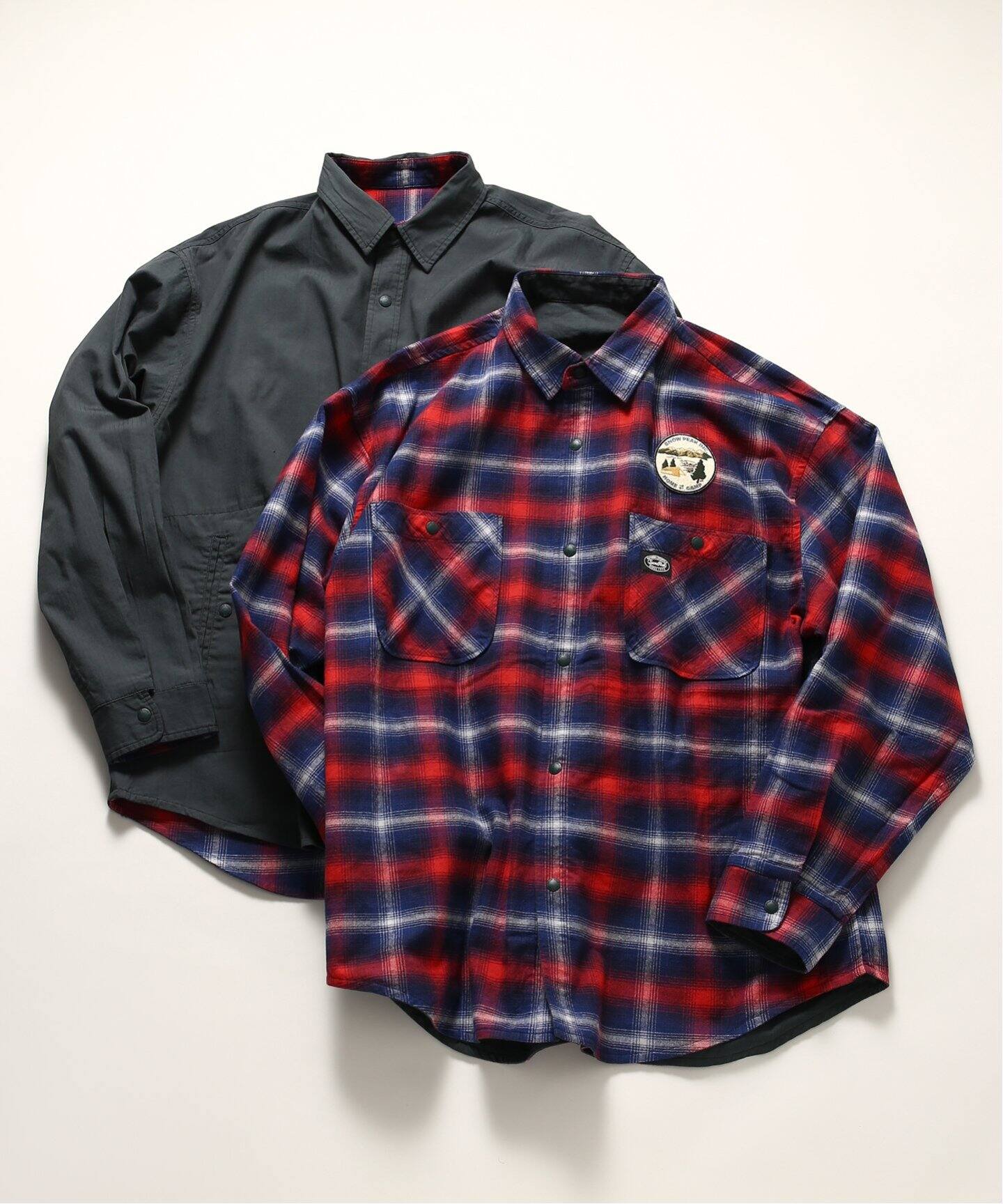 SNOWPEAK×JS】 別注 TAKIBI Ripstop×Check Nell リバーシブルシャツ 