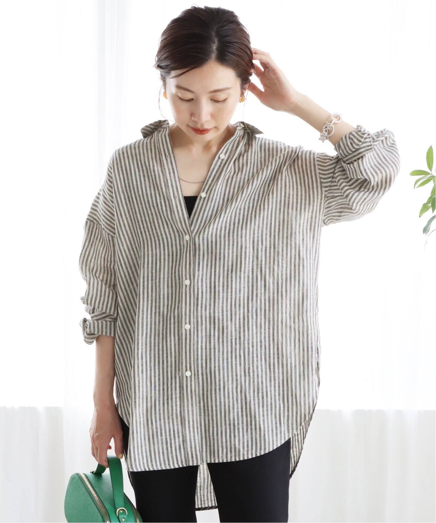 麻ストライプシャツ（シャツ／ブラウス）｜IENA（イエナ）の通販  