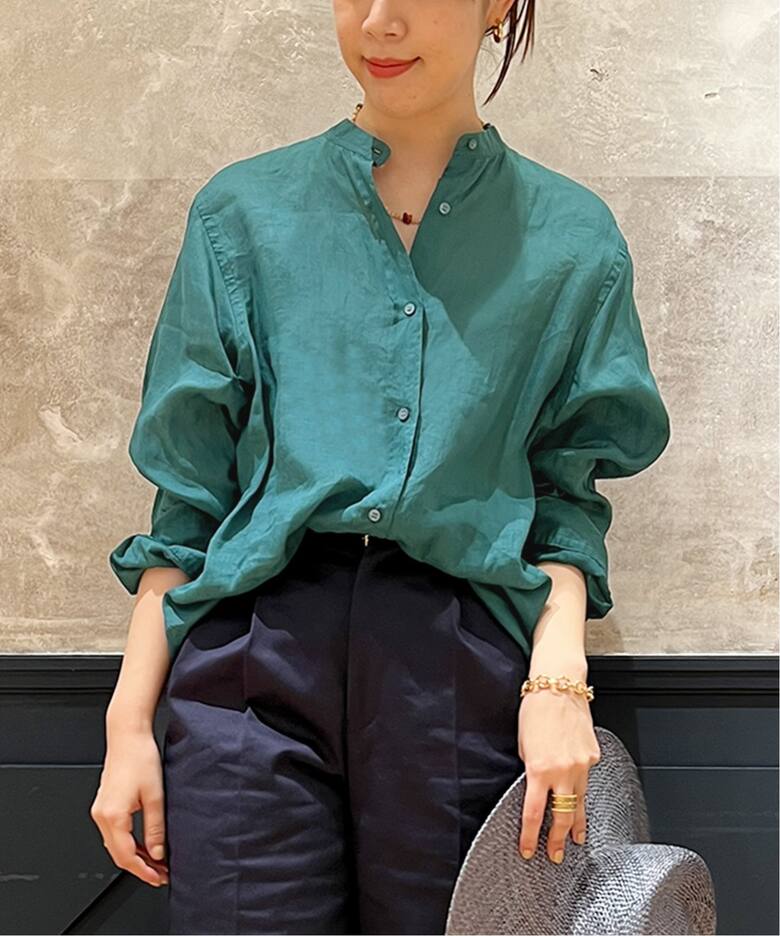 IENA LA BOUCLE ラミーローンバンドカラーシャツ（シャツ／ブラウス 