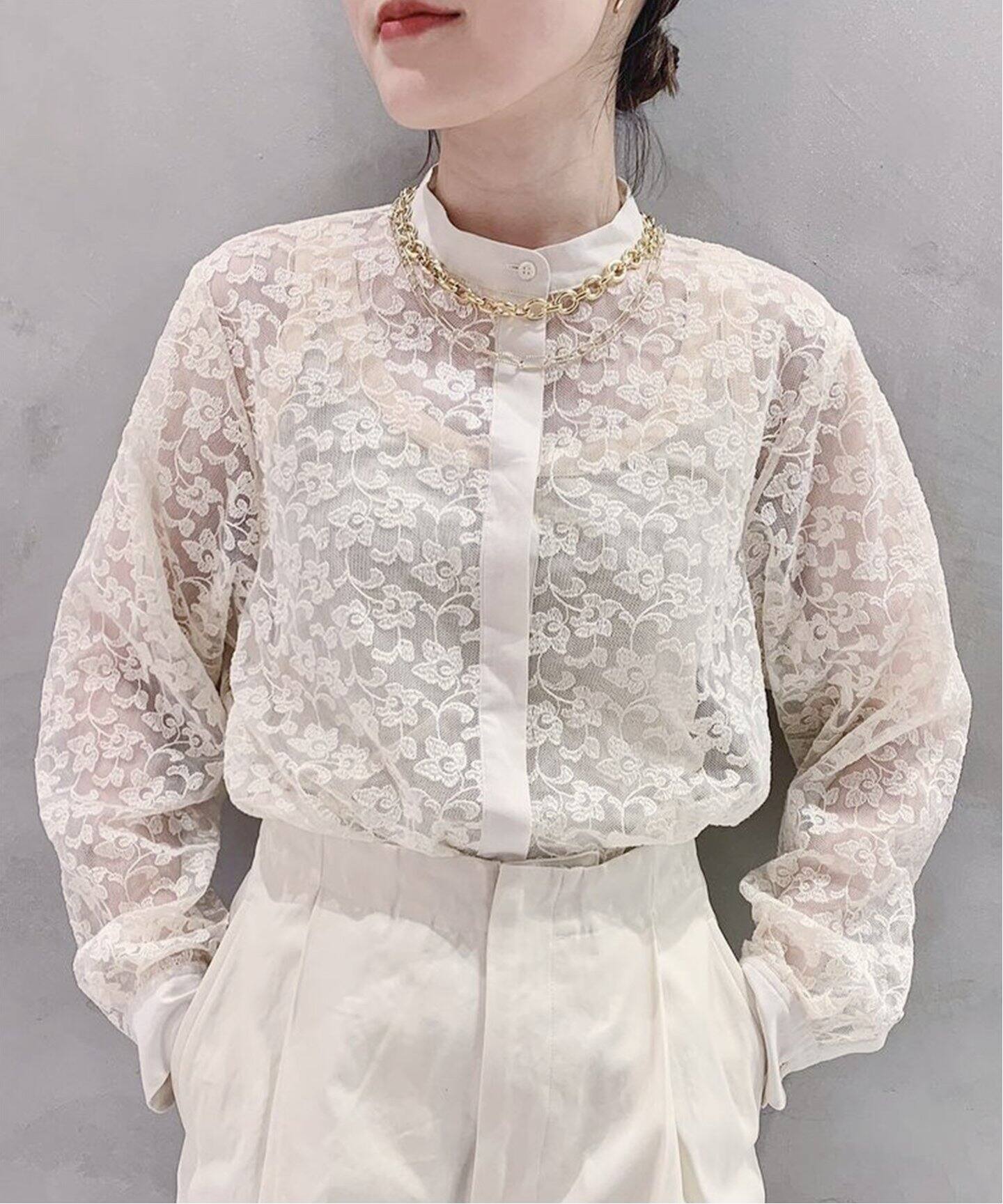 IENA LA BOUCLE チュールレース シャツ◇（シャツ／ブラウス）｜IENA 