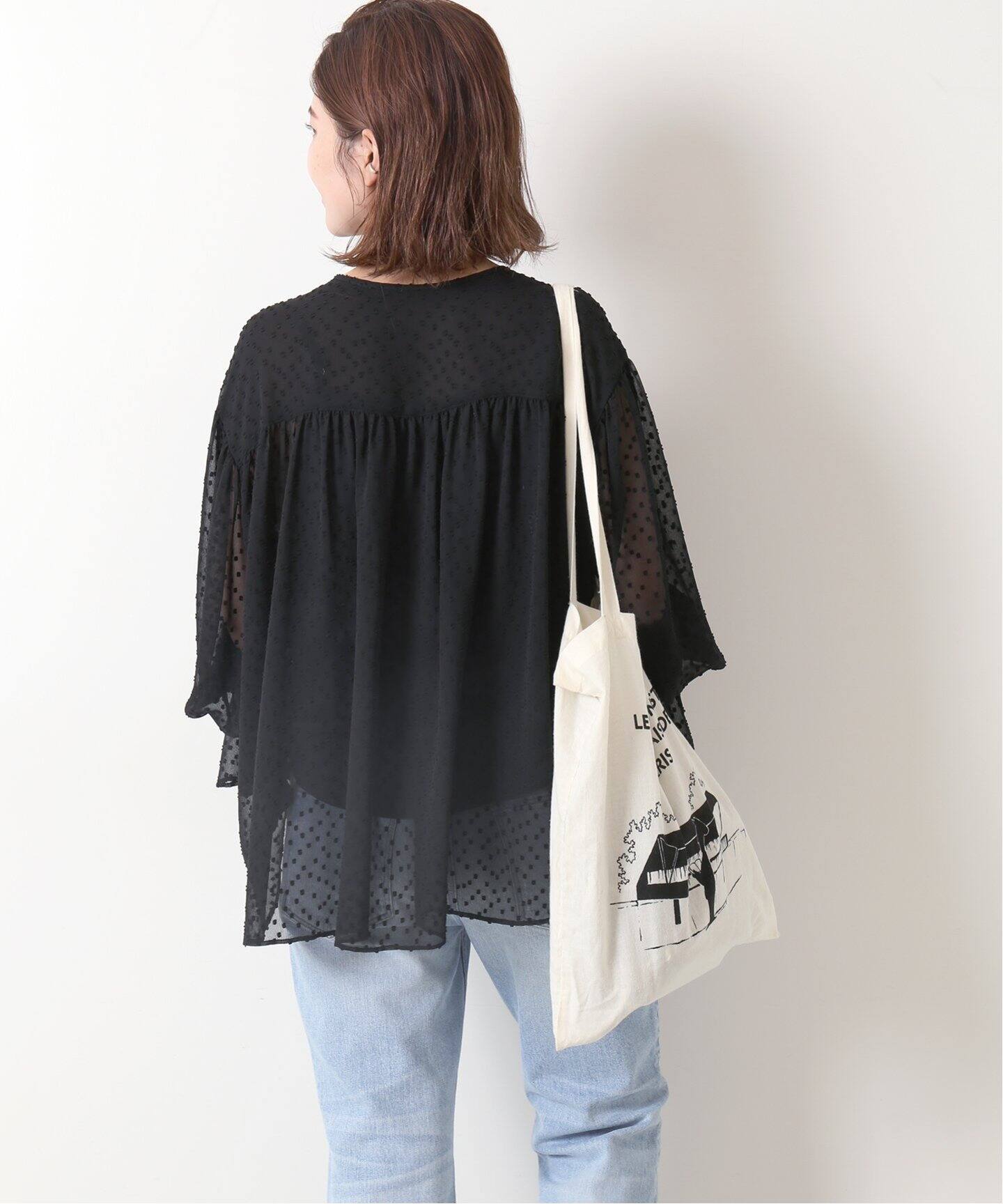 カットジャガードギャザーブラウス / キャミ付き|Spick and Span