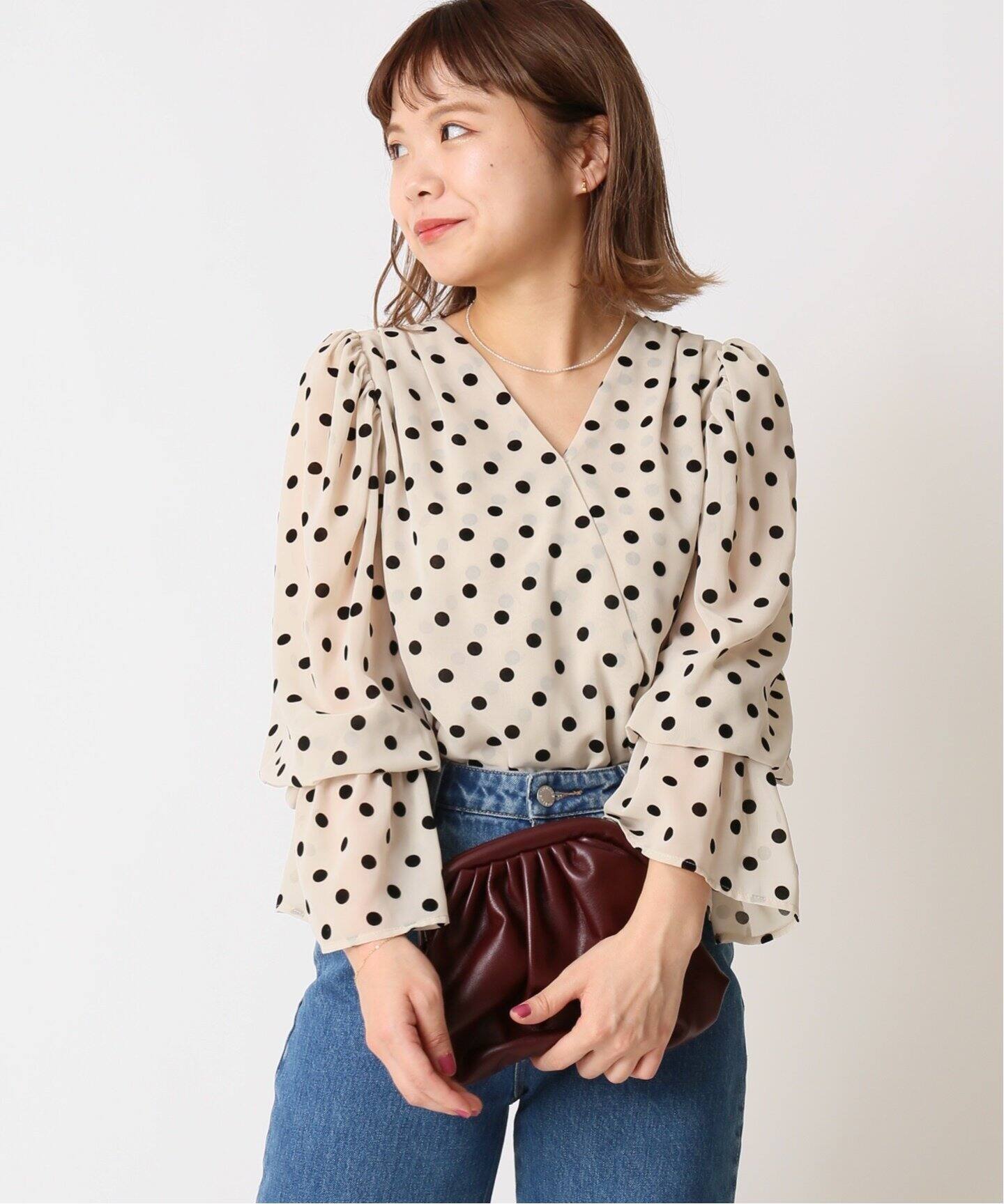 ≪追加≫フロッキードット カシュクールブラウス5◇（シャツ／ブラウス  