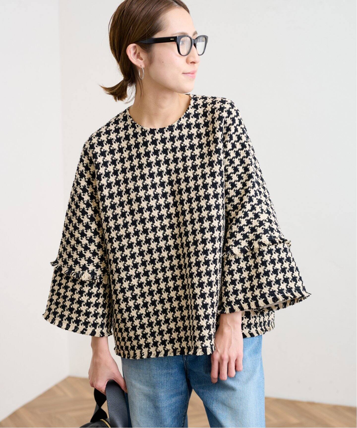 コットンツイードフリンジプルオーバー（シャツ／ブラウス  