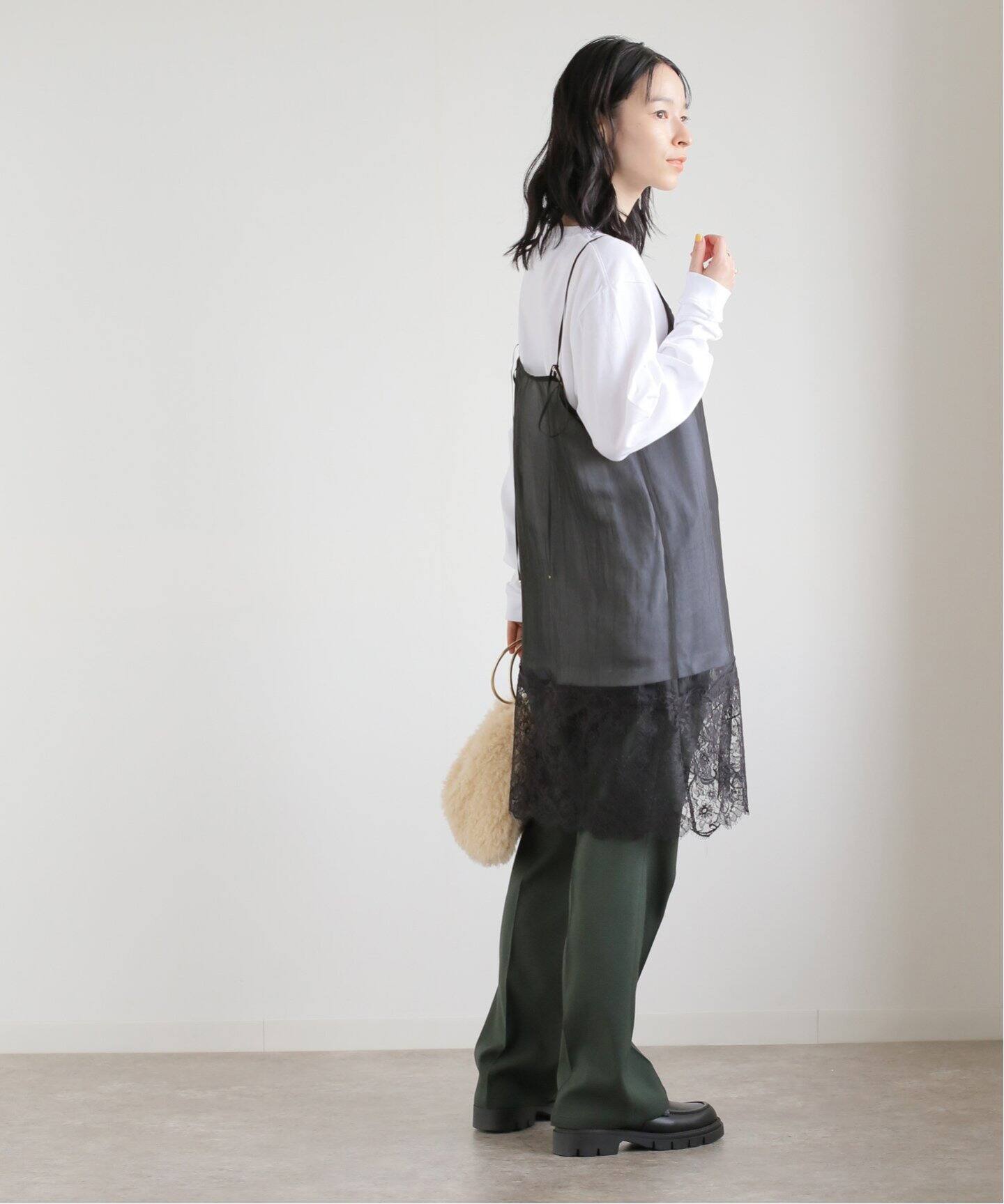 レーストリミングシフォンキャミ（キャミソール）｜NOBLE（ノーブル  