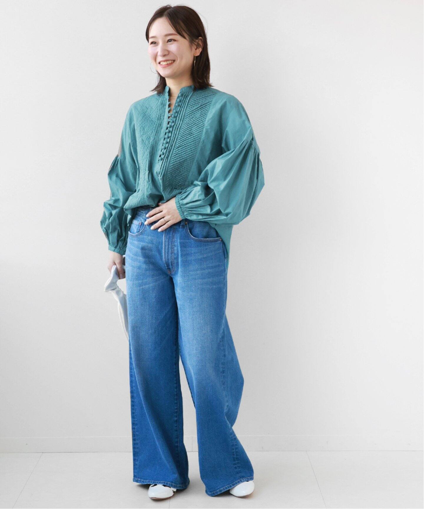 SARA MALLIKA/サラマリカ】DIAGNAL TUCK TOP：ブラウス（シャツ 