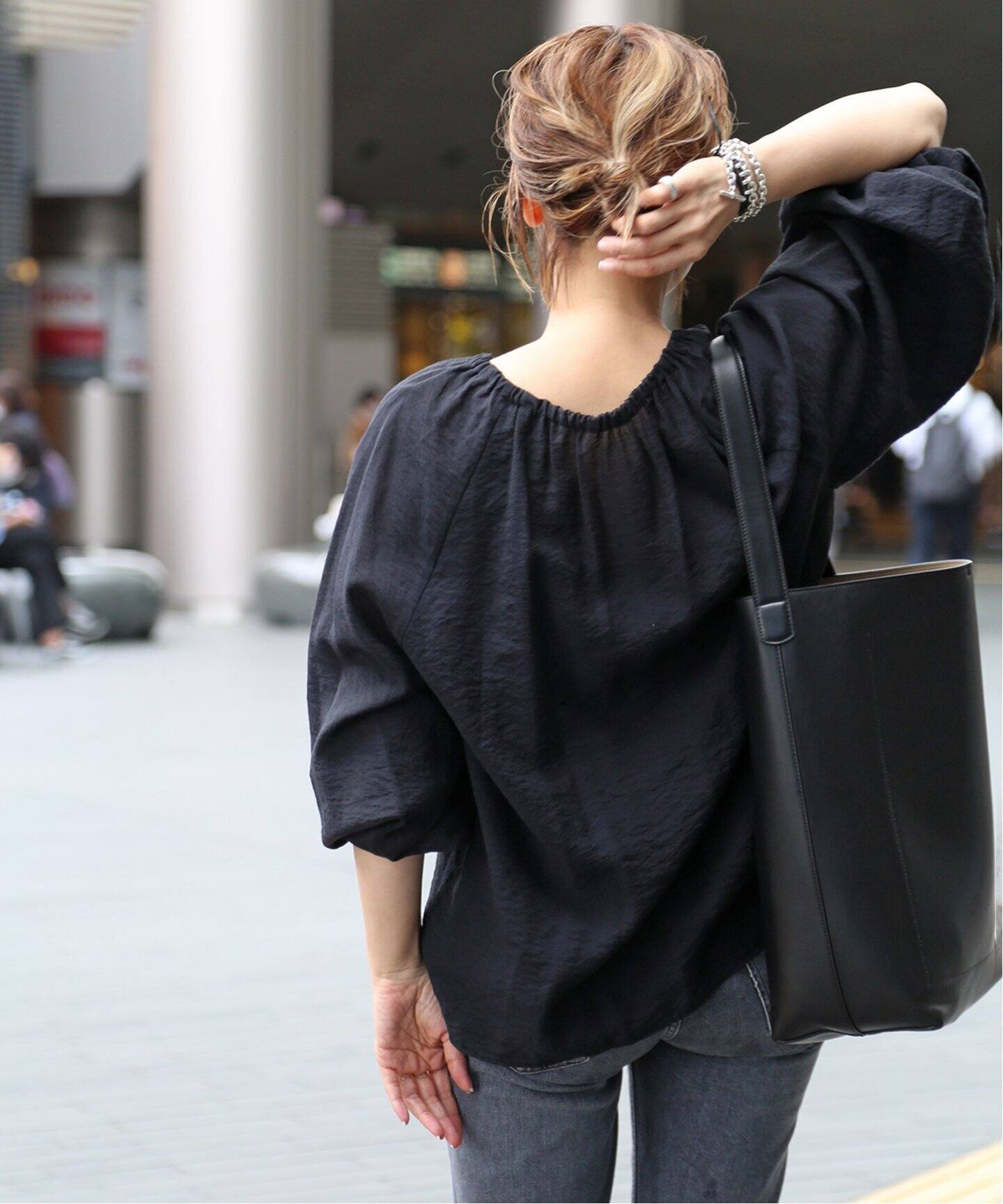 Gather Sleeve ブラウス(BLACK)（シャツ／ブラウス）｜Deuxieme Classe 