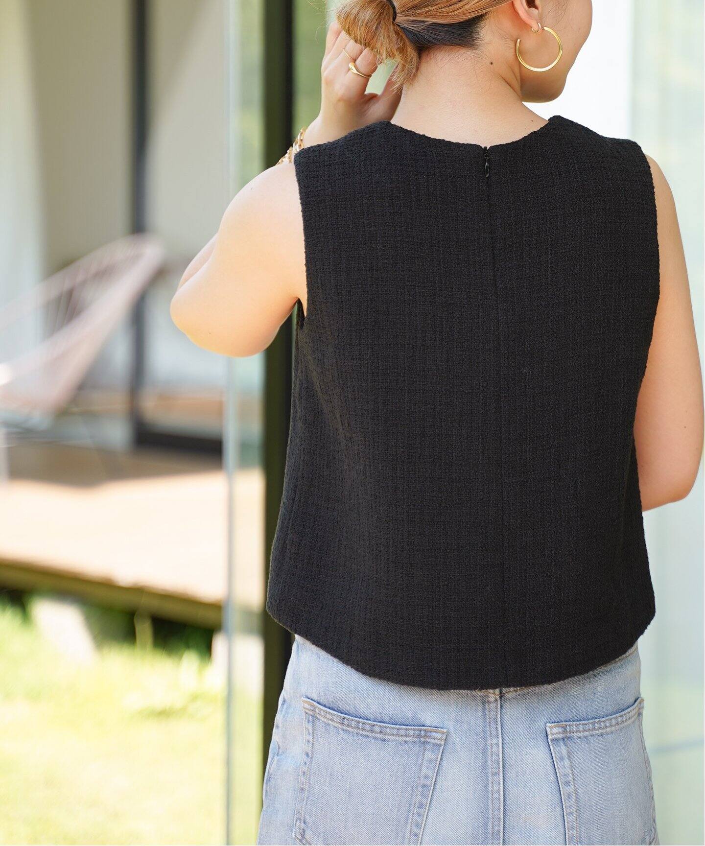Tweed Cropped ブラウス (BK)（シャツ／ブラウス）｜Deuxieme Classe 