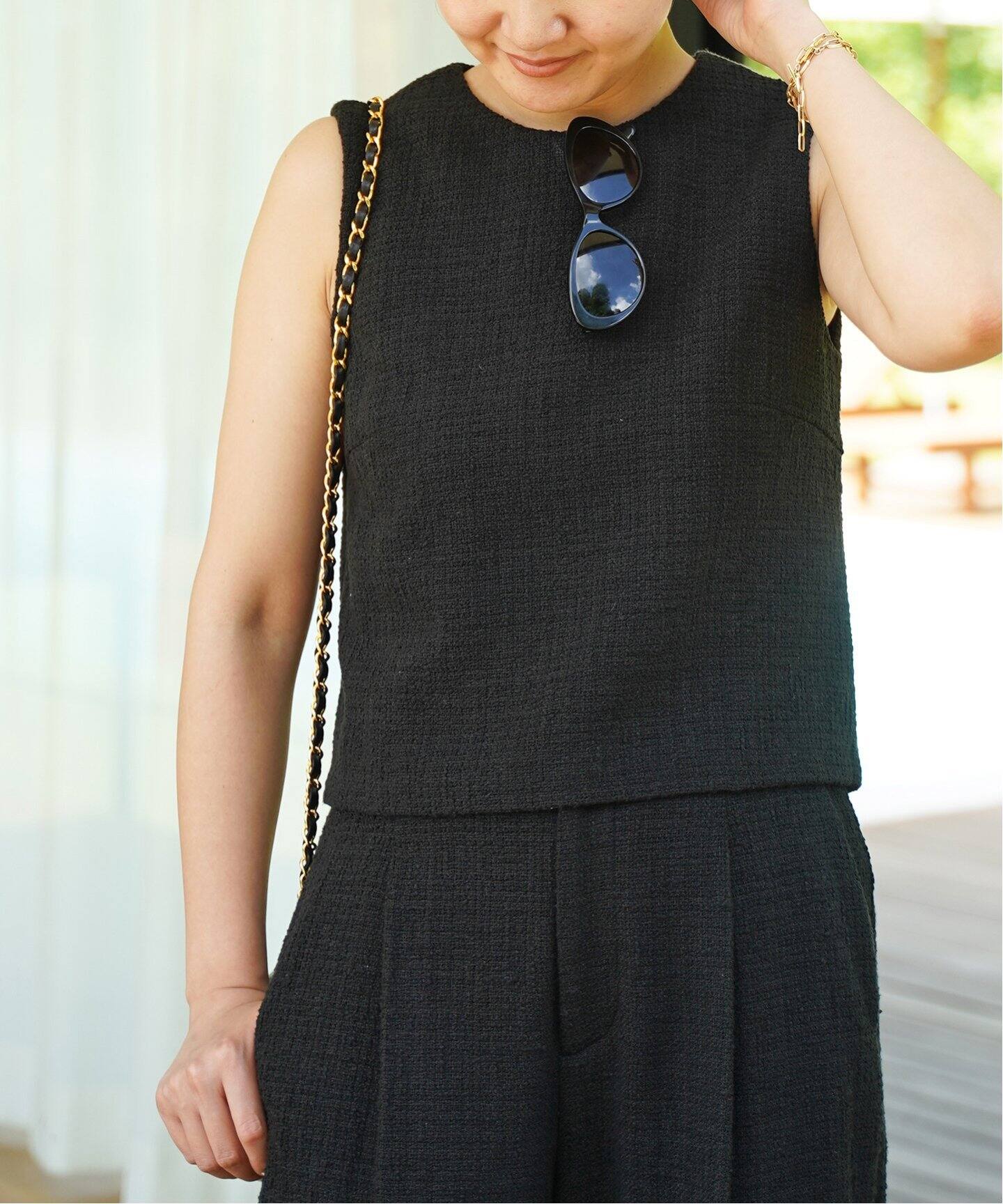 Tweed Cropped ブラウス (BK)（シャツ／ブラウス）｜Deuxieme Classe 