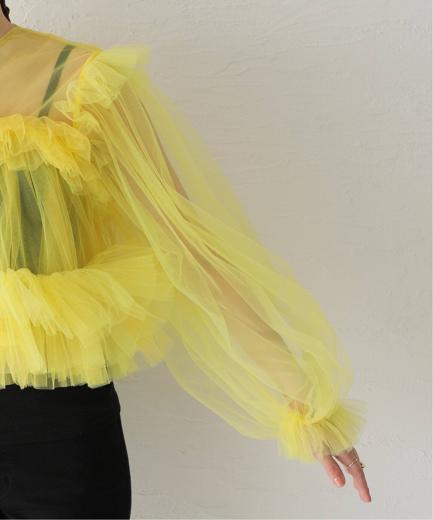 VIVIANO / ヴィヴィアーノ】VIVIANO Puff Sleeve Tulle Top（シャツ 