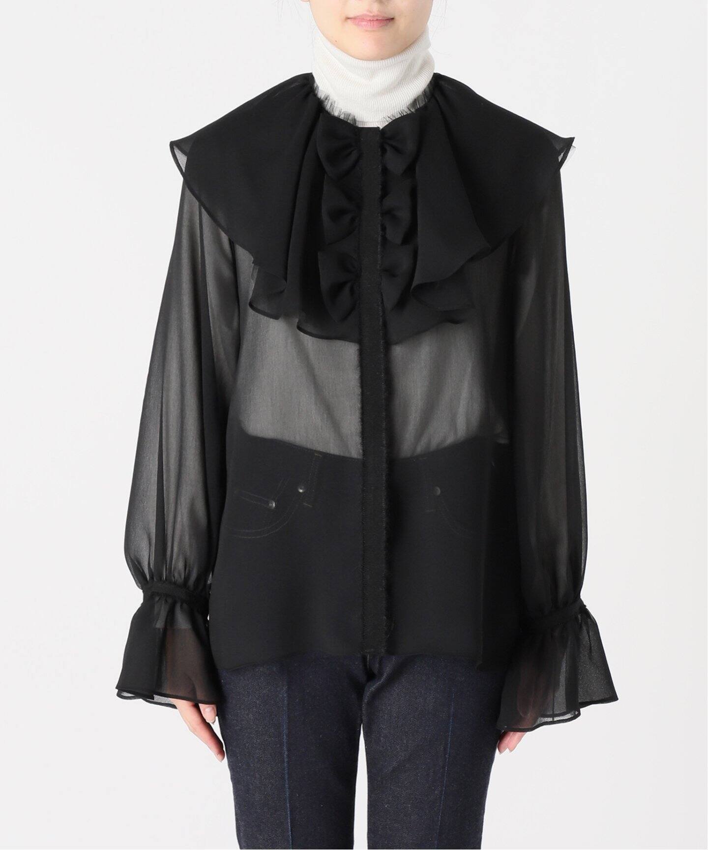 IENA LA BOUCLE ジョーゼットリボンブラウス（シャツ／ブラウス 