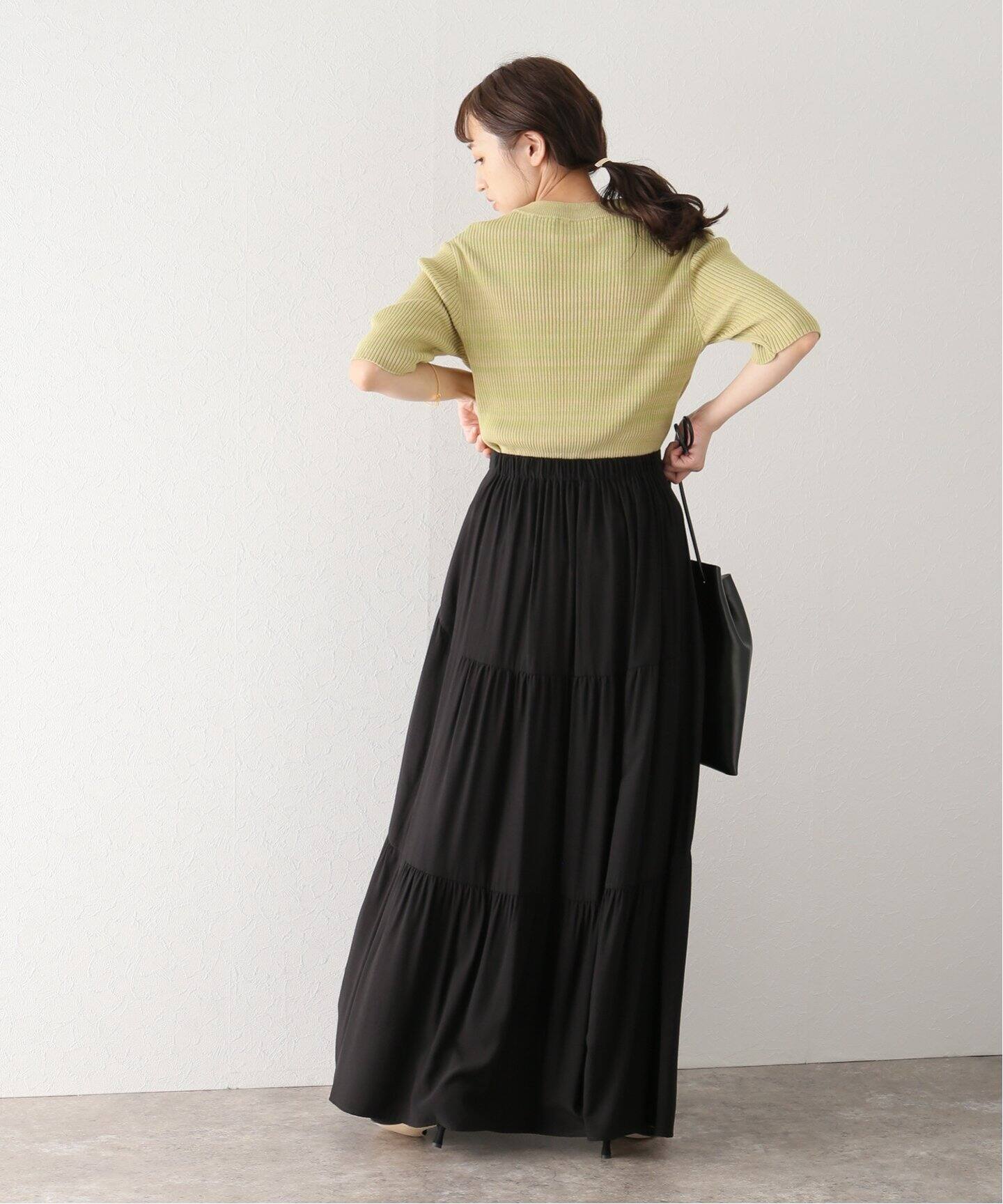 CLANE / クラネ】CURVE LINE TIERED SKIRT（ロング・マキシ丈スカート  