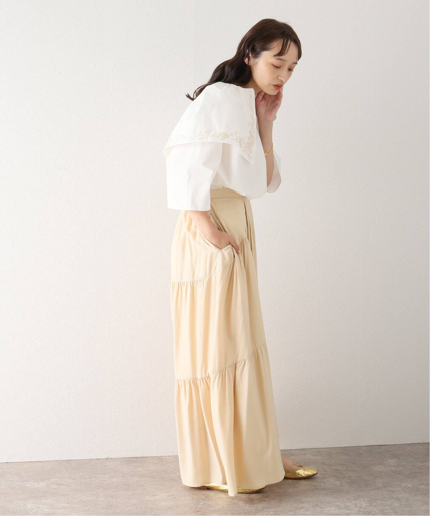 CLANE / クラネ】CURVE LINE TIERED SKIRT（ロング・マキシ丈スカート  