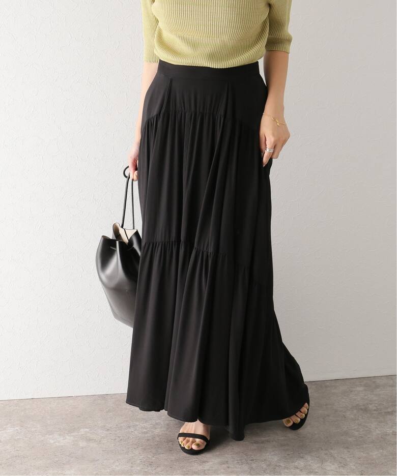 CLANE / クラネ】CURVE LINE TIERED SKIRT（ロング・マキシ丈スカート  