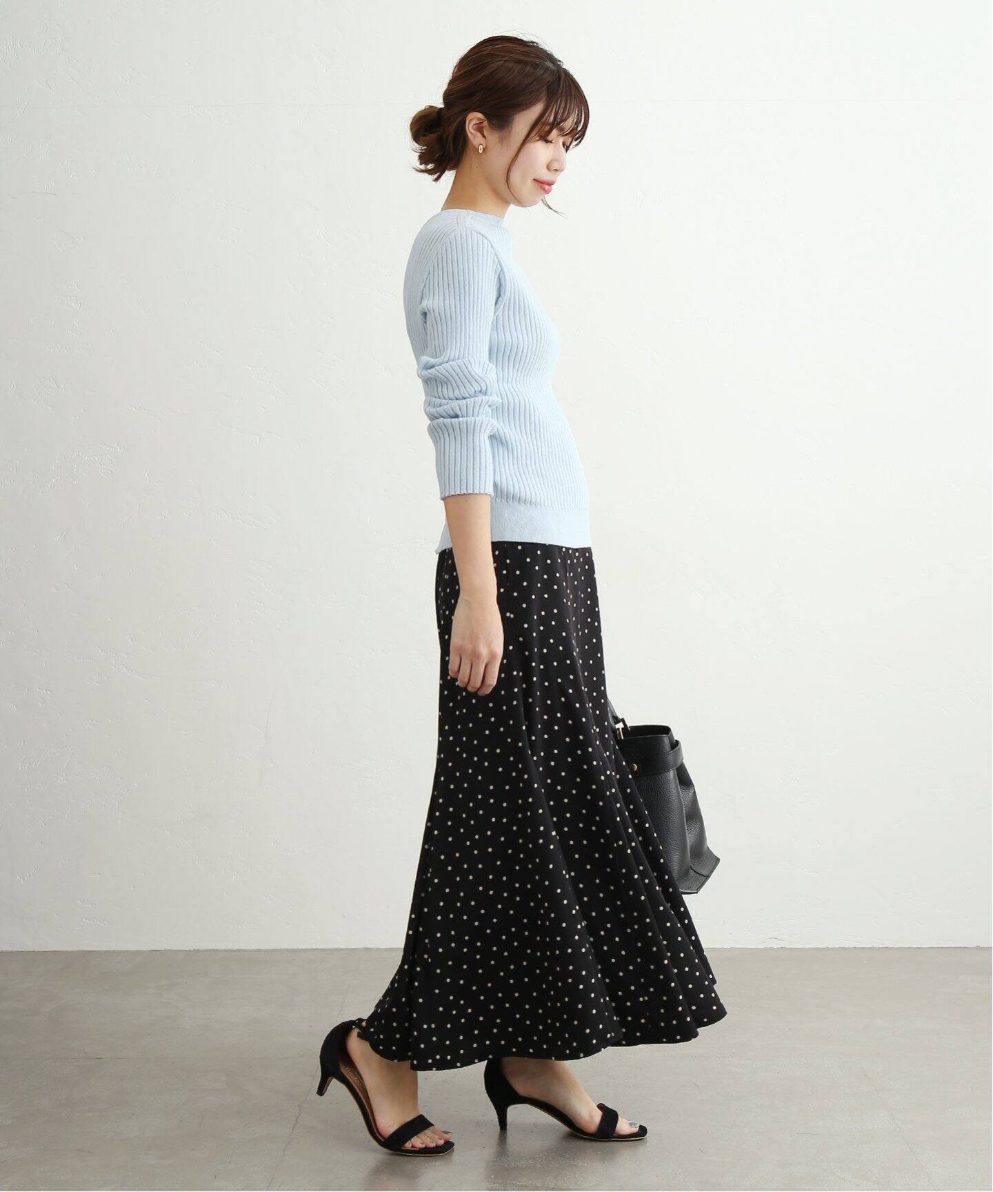 追加》ドットフレアスカート◇（ロング・マキシ丈スカート）｜La  