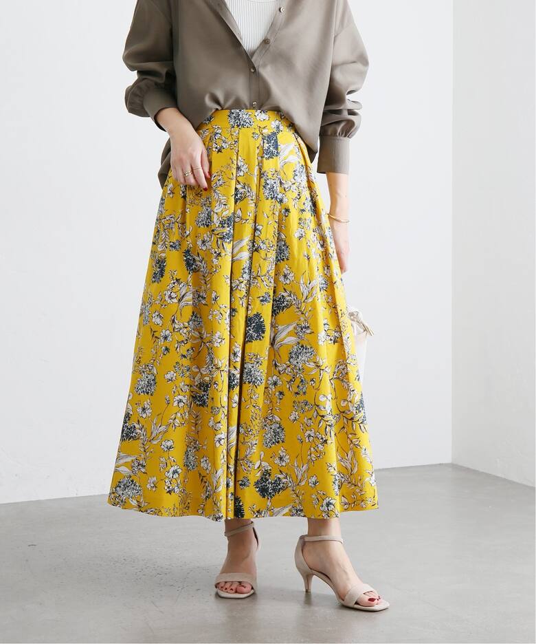 コットンボタニカルタックスカート（ロング・マキシ丈スカート）｜La  