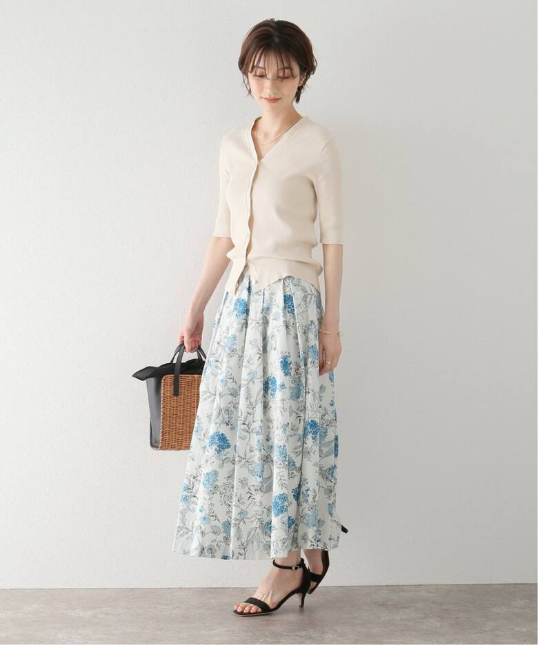 追加》コットンボタニカルタックスカート（ロング・マキシ丈スカート  