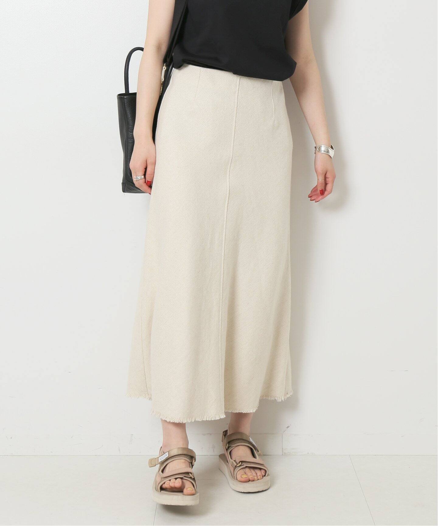 カラーブロックロングフレアースカート（ロング・マキシ丈スカート  