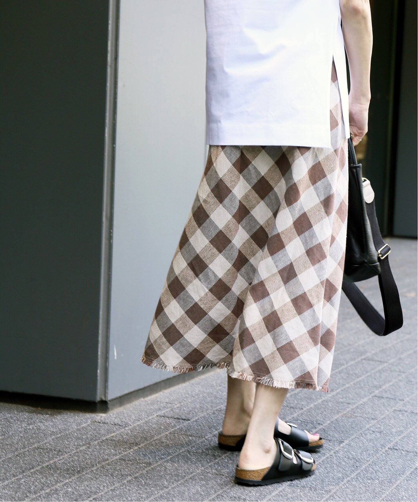 カラーブロックロングフレアースカート（ロング・マキシ丈スカート  