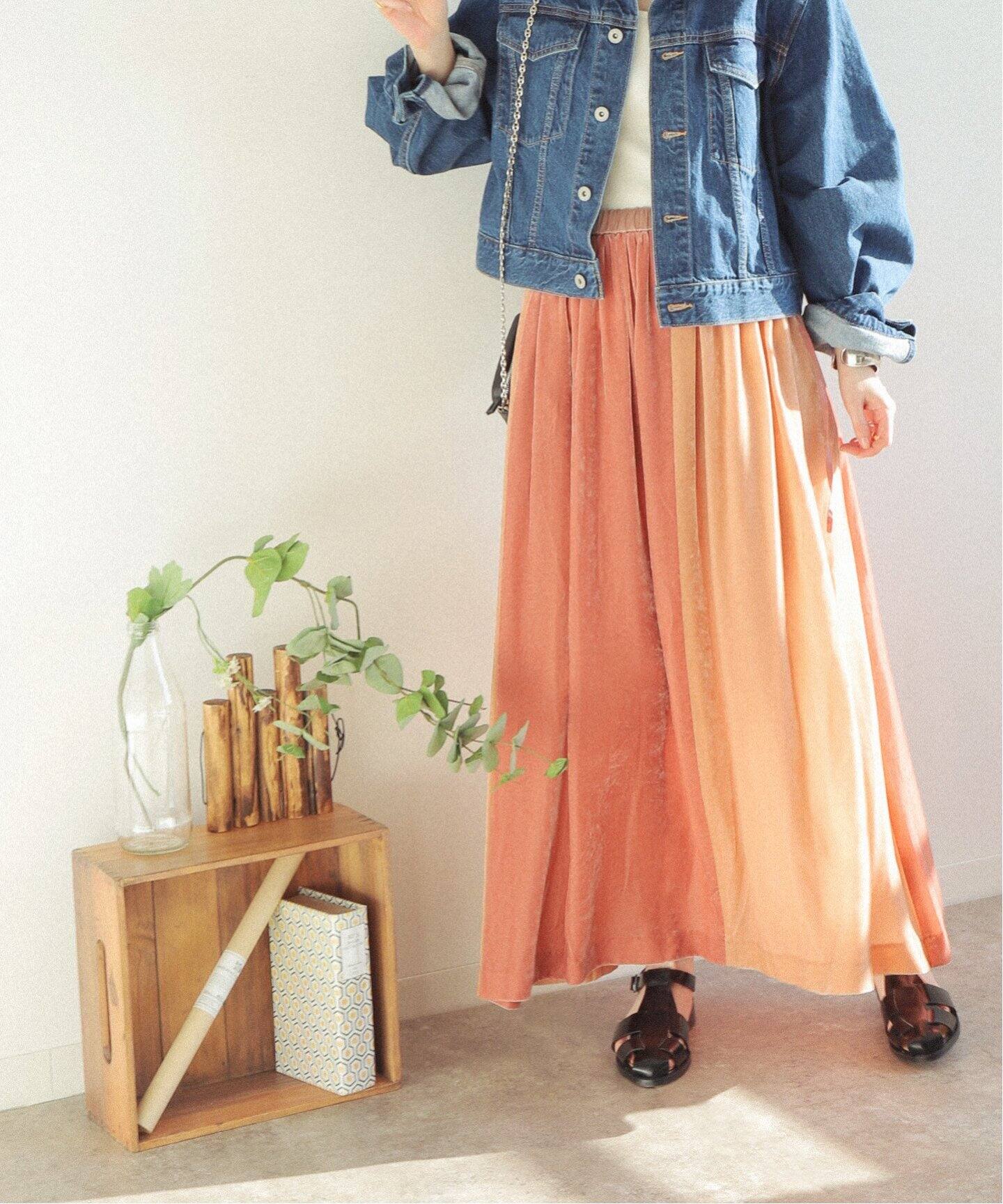 ENRICA/エンリカ】 RAYON VELVET SKIRT（ロング・マキシ丈スカート 