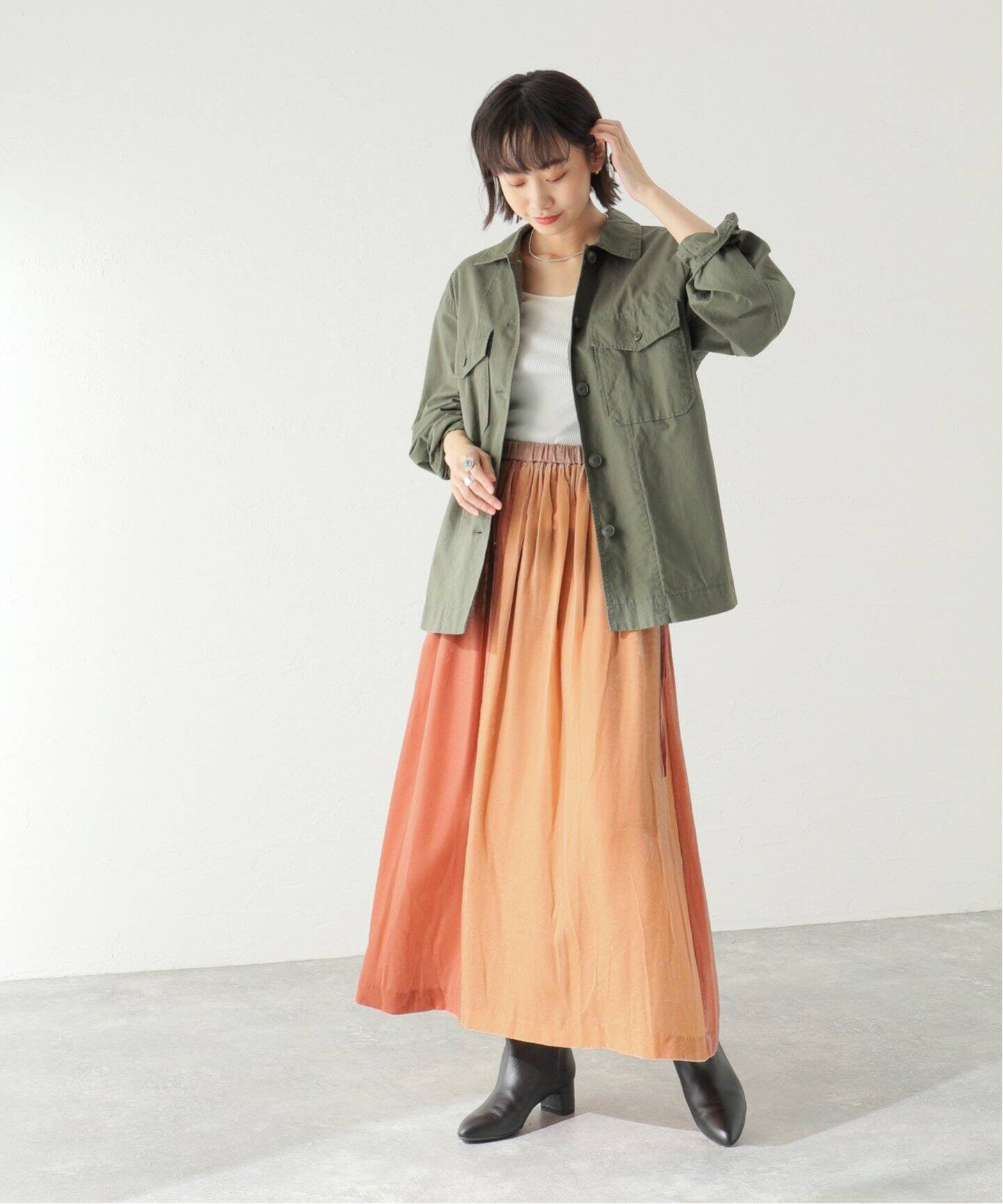 ENRICA/エンリカ】 RAYON VELVET SKIRT（ロング・マキシ丈スカート 