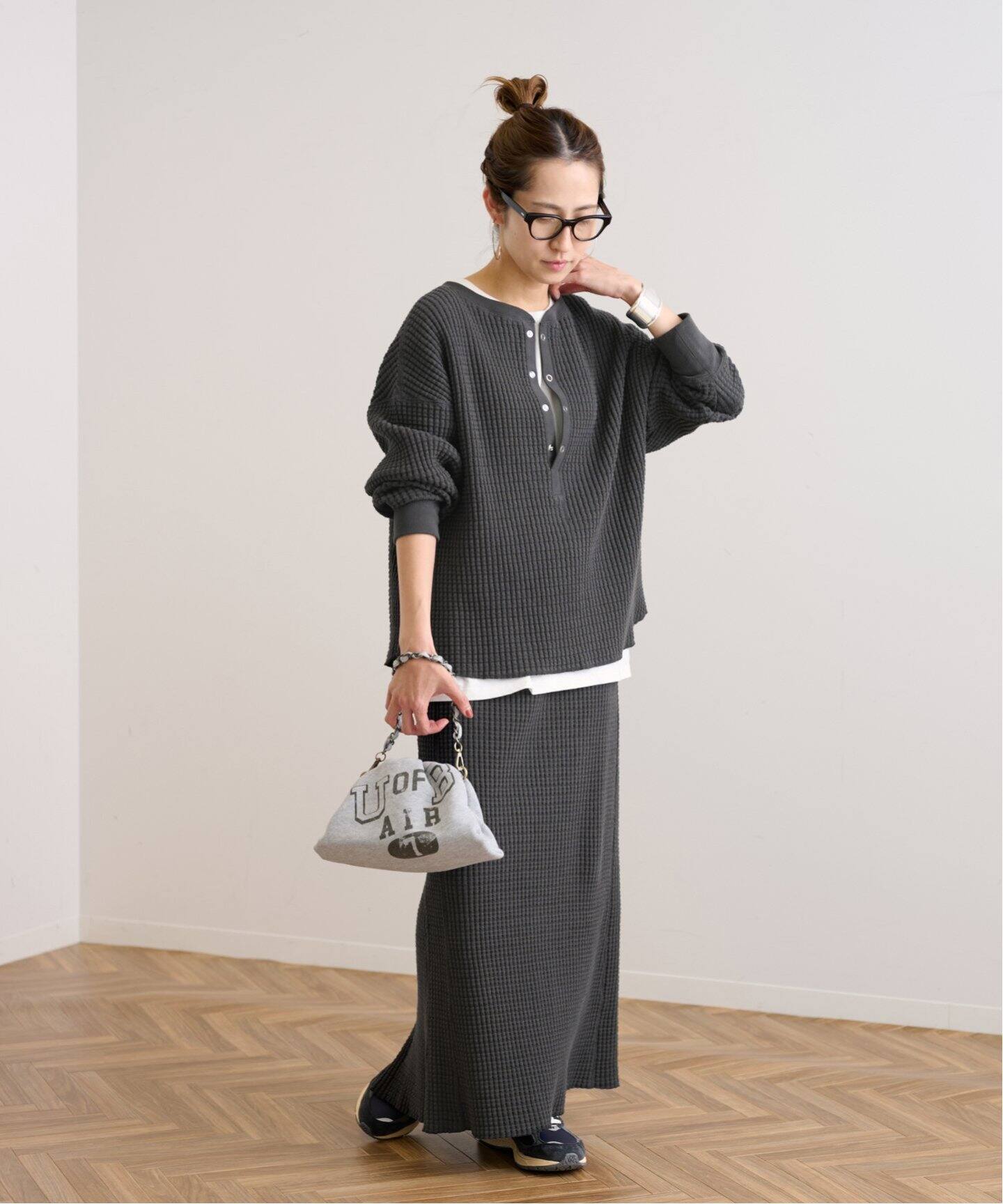 ヘビーワッフルタイトスカート（ロング・マキシ丈スカート  