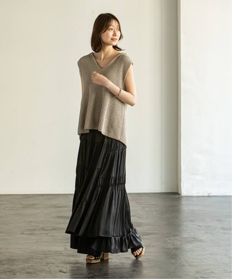 追加2》ランダムギャザーパッチワークスカート◇（ロング・マキシ丈  