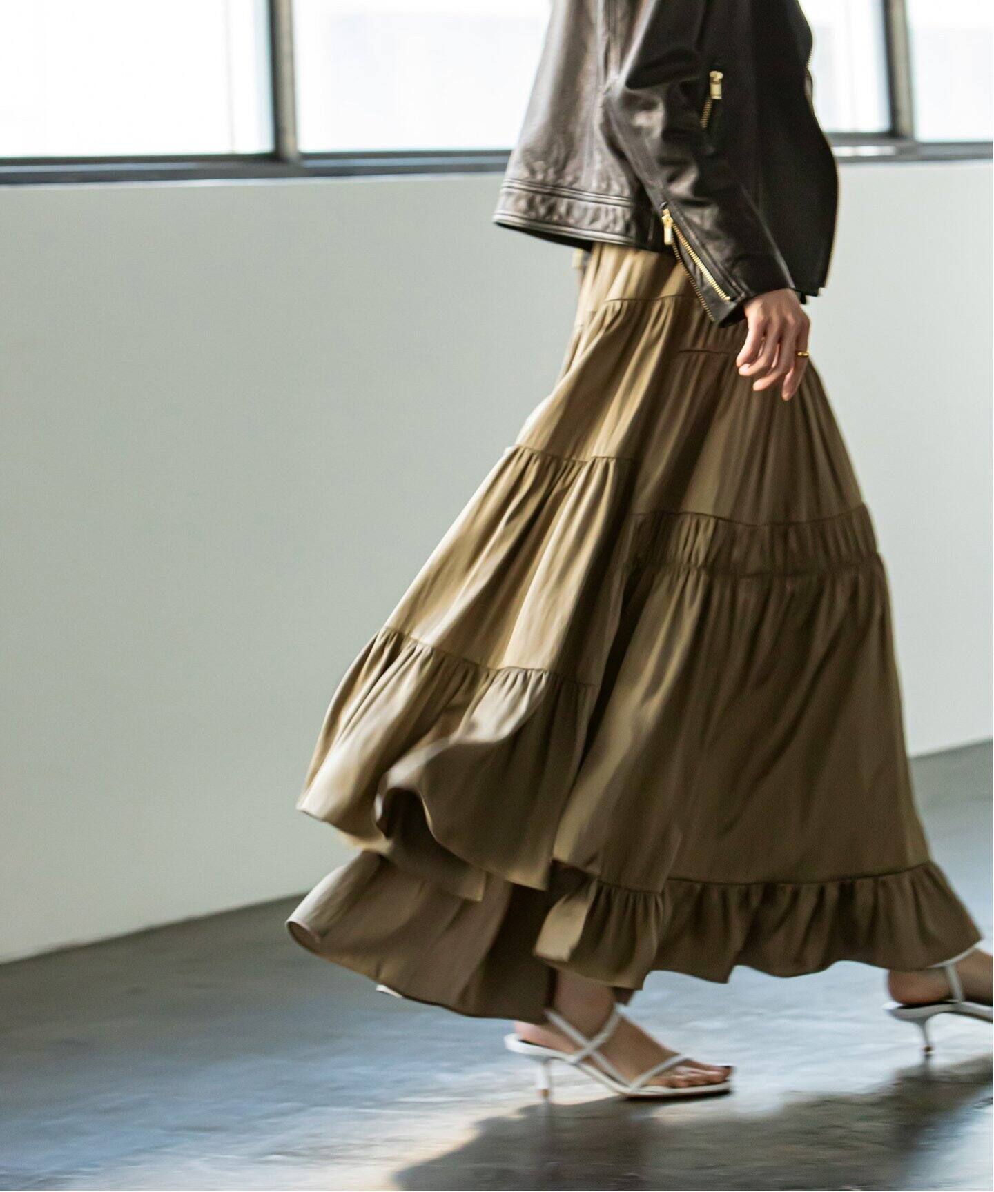 追加2》ランダムギャザーパッチワークスカート◇（ロング・マキシ丈  