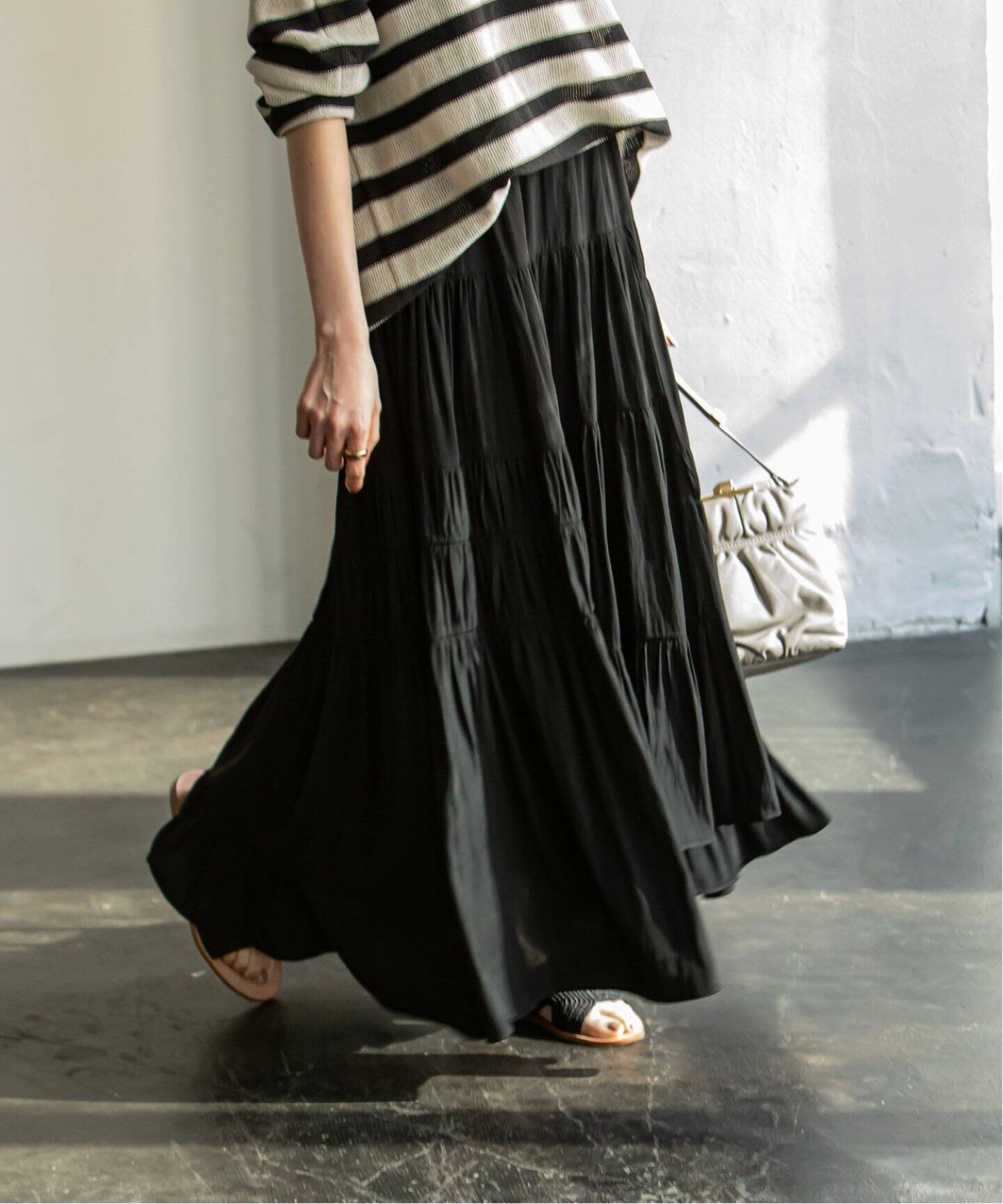 追加》ライトランダムギャザーパッチワークスカート 2（ロング・マキシ  