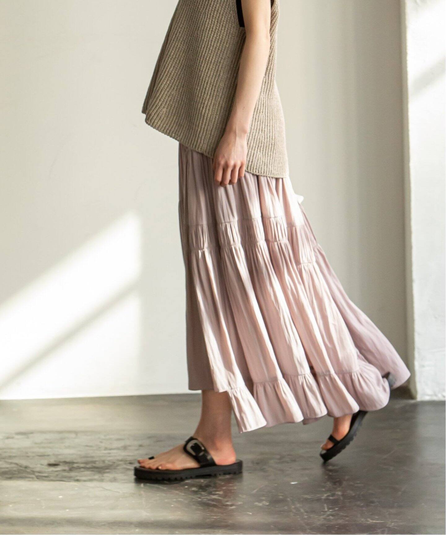 追加》ライトランダムギャザーパッチワークスカート 2（ロング・マキシ  