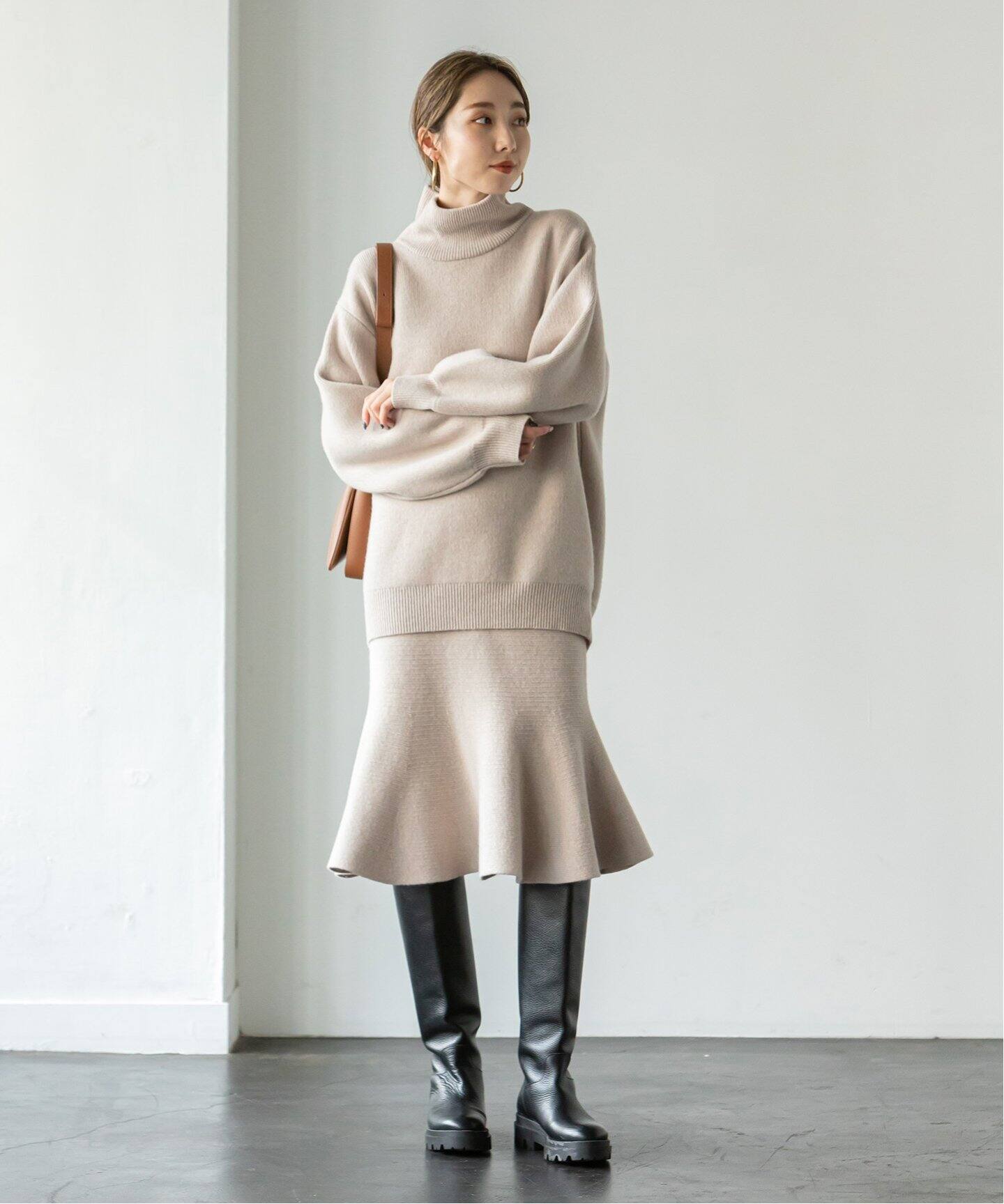 ウールスムースフレアニットスカート（ロング・マキシ丈スカート  