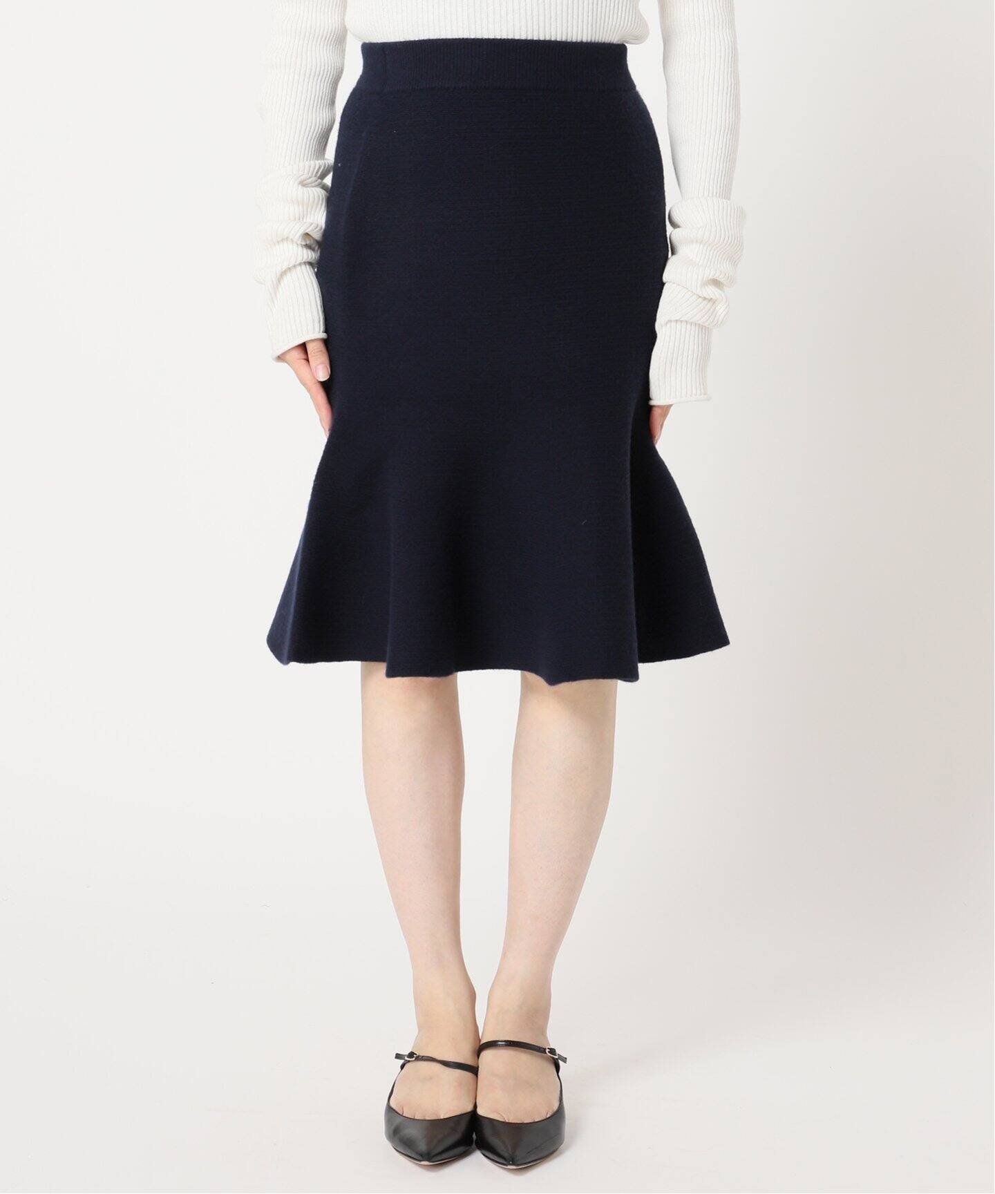 ウールスムースフレアニットスカート（ロング・マキシ丈スカート  