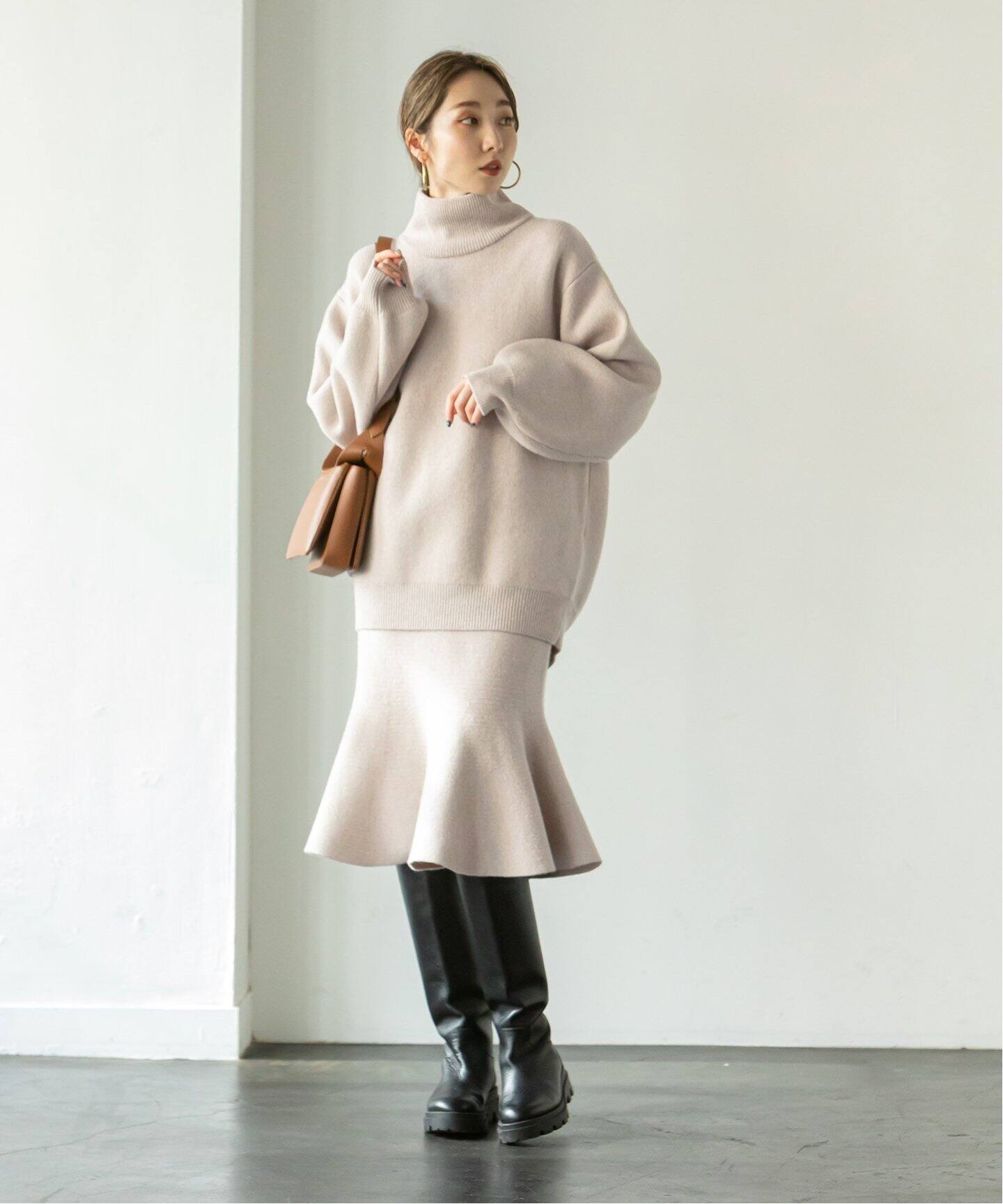 ウールスムースフレアニットスカート（ロング・マキシ丈スカート  