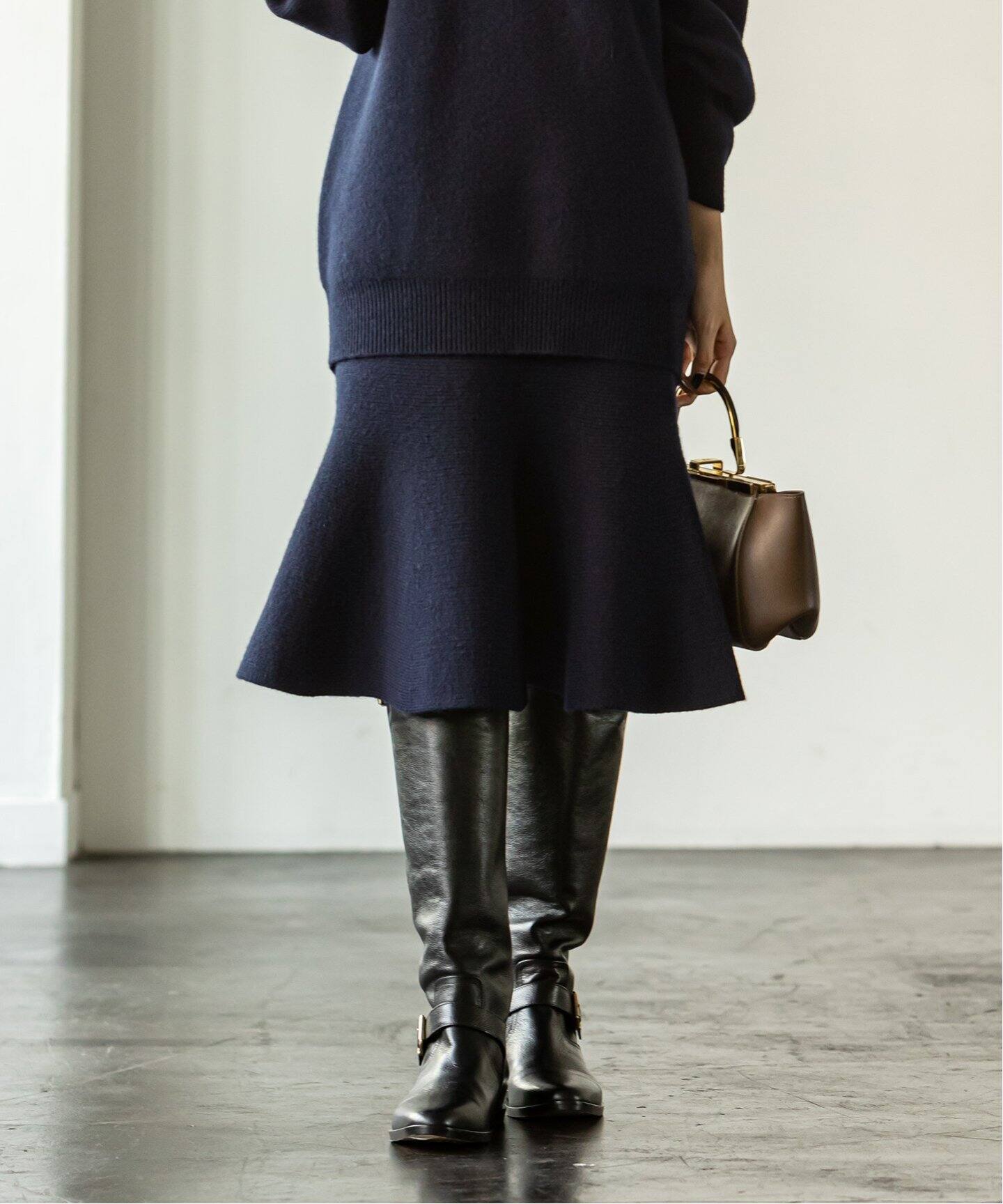 ウールスムースフレアニットスカート（ロング・マキシ丈スカート  