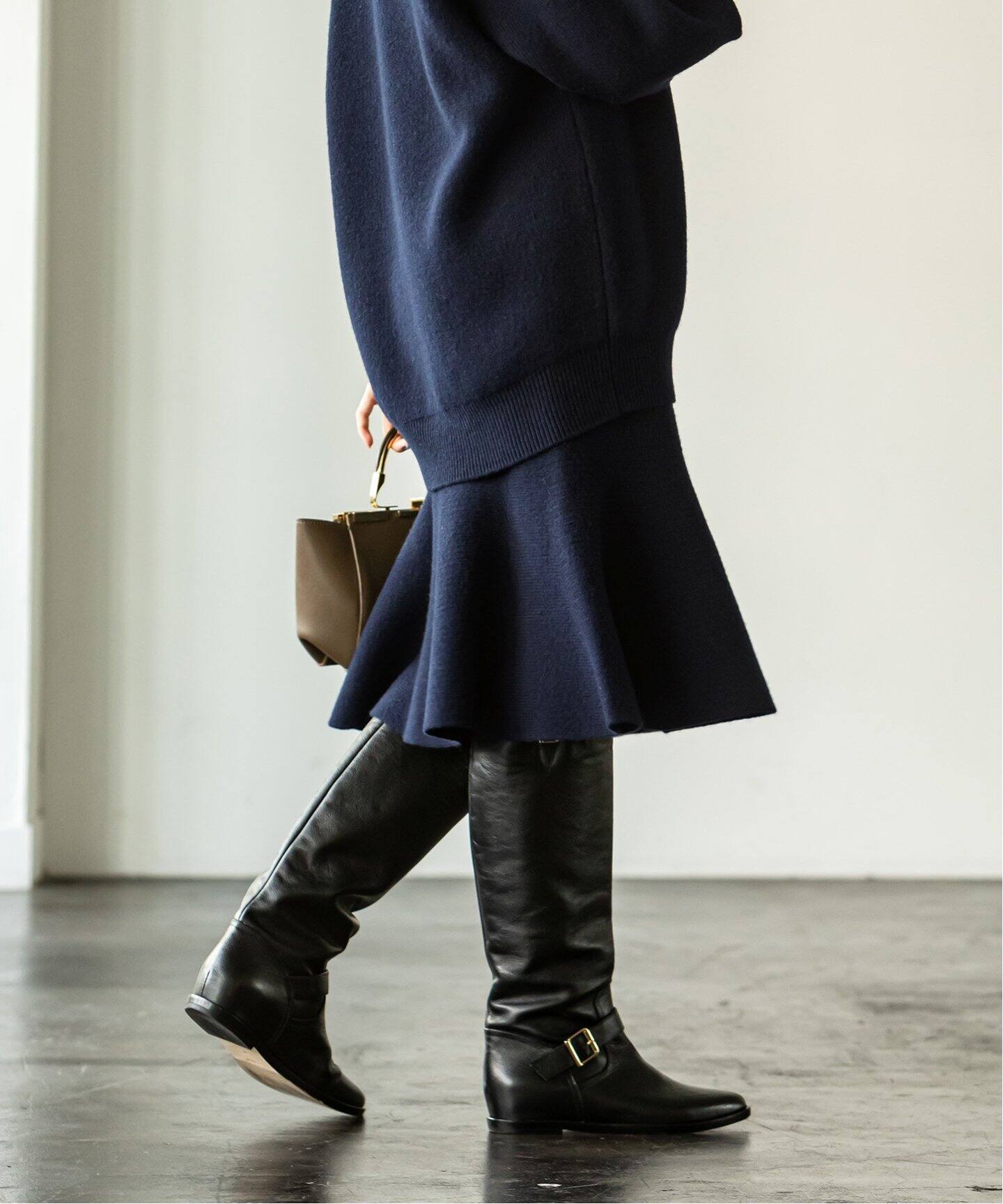 ウールスムースフレアニットスカート（ロング・マキシ丈スカート  